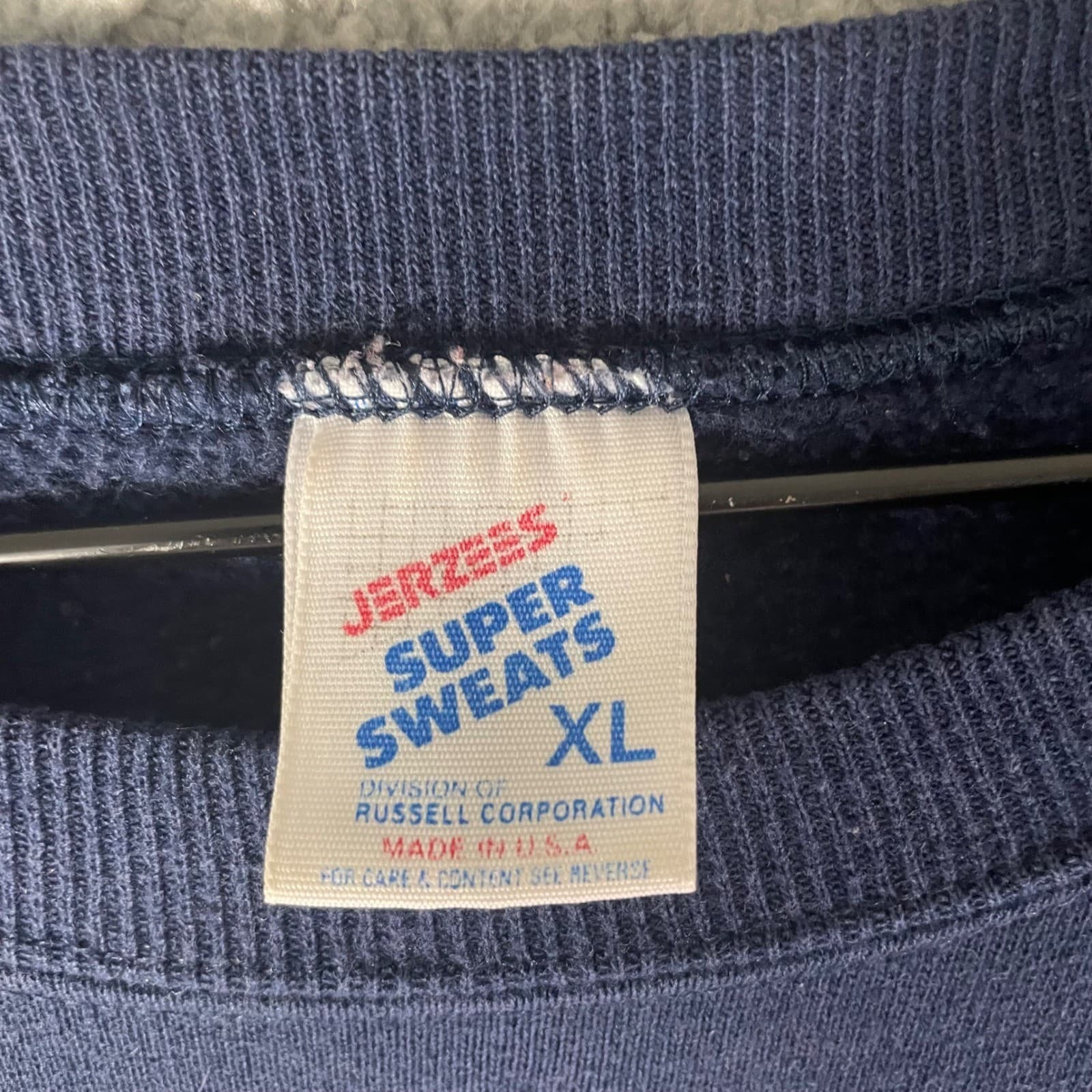 Vintage Jerzees Super Sweats Eagle Construction Navy Blue Sweatshirt Mens XL USA - Thumbnail 4
