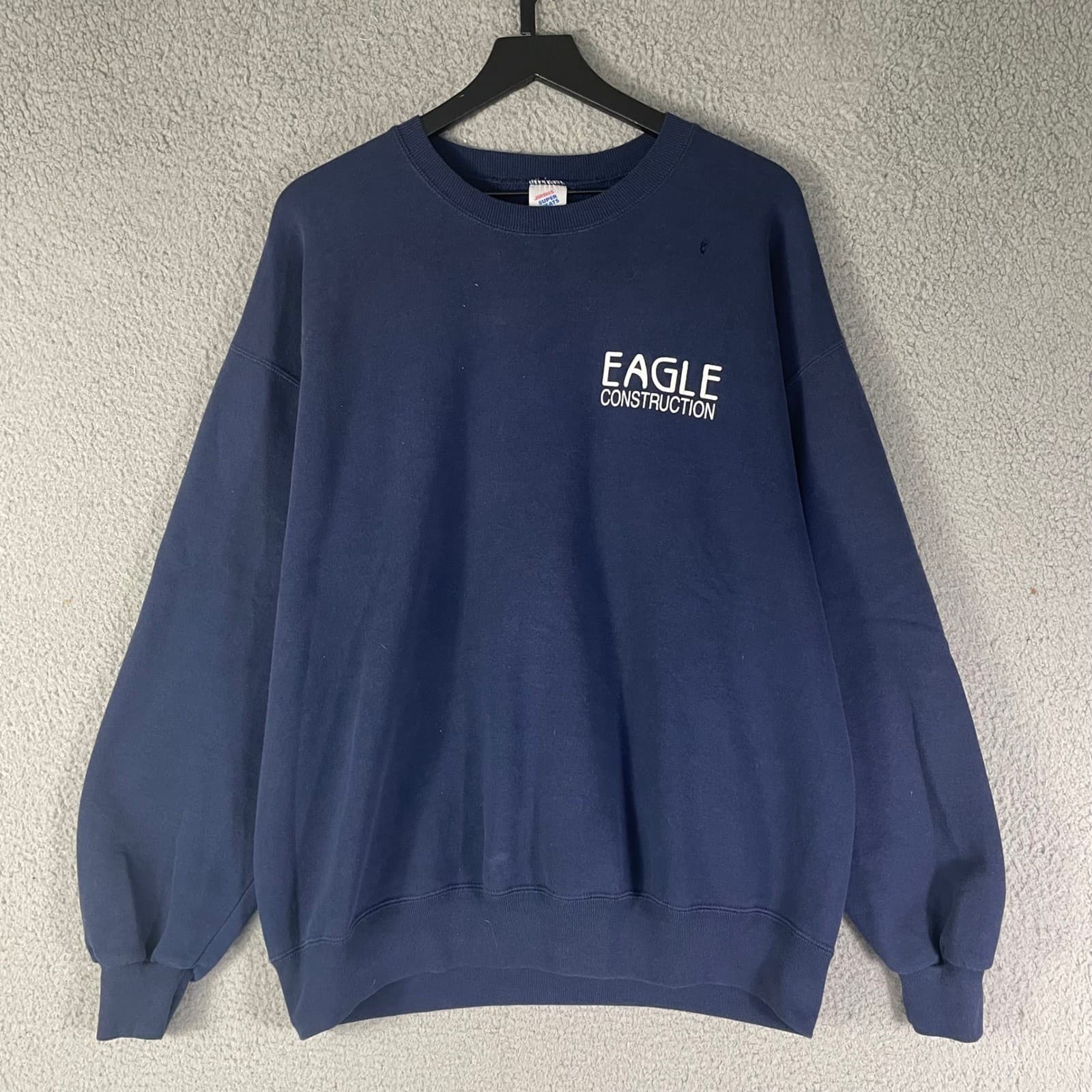 Vintage Jerzees Super Sweats Eagle Construction Navy Blue Sweatshirt Mens XL USA - Thumbnail 9