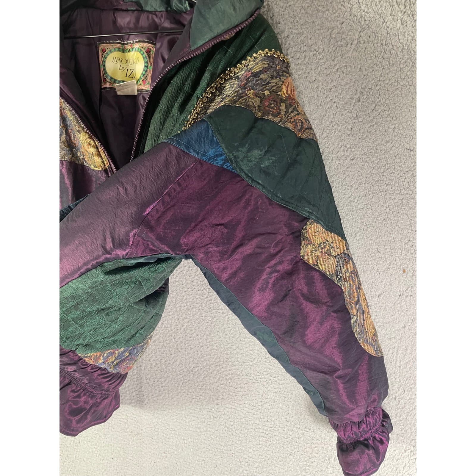 Vintage Innovations by IZZI Patchwork Tapestry Puffer Jacket Jewel Tone 90s S - Thumbnail 8