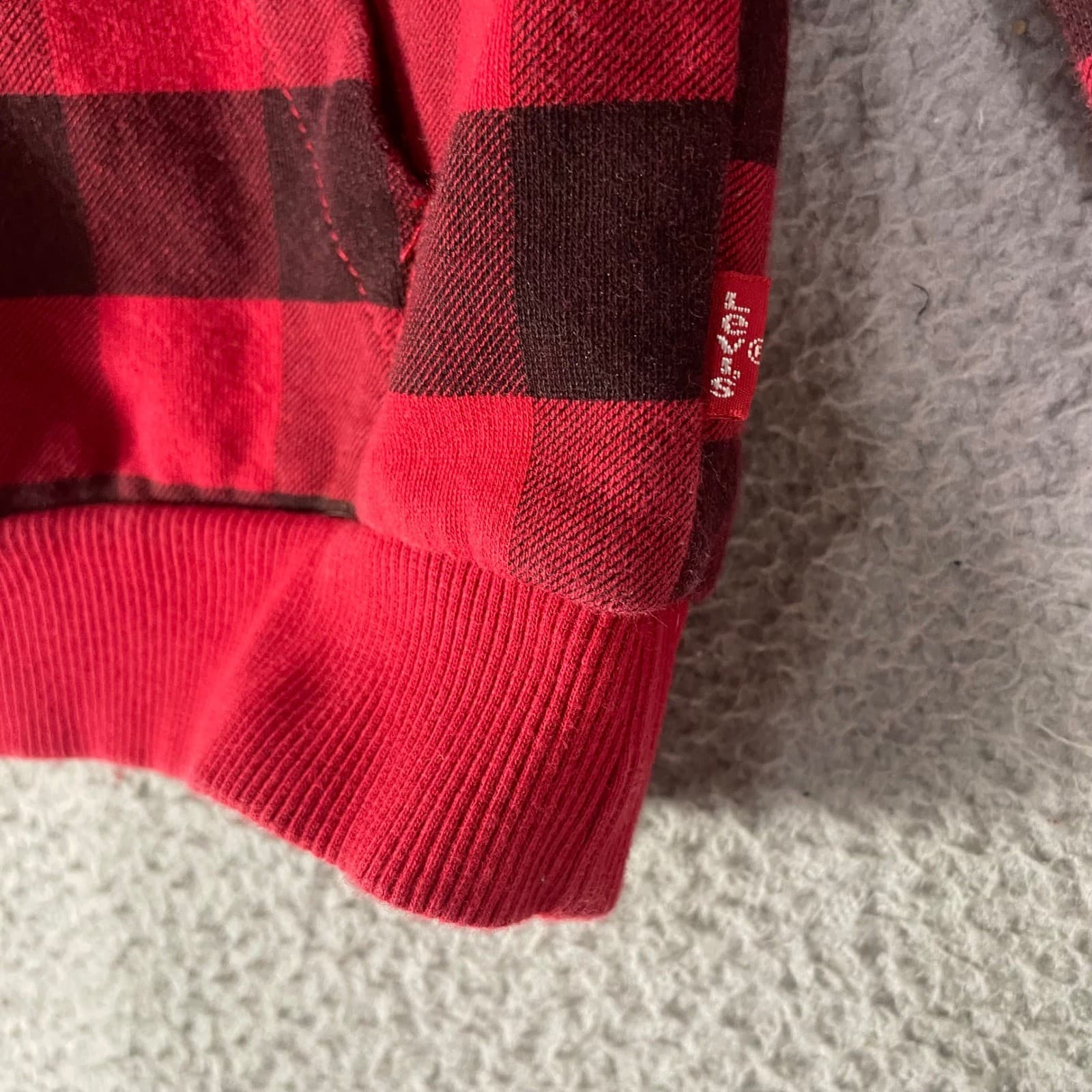 Kids Levi's Red Black Buffalo Plaid Hoodie Sweatshirt Size 3T - Thumbnail 10