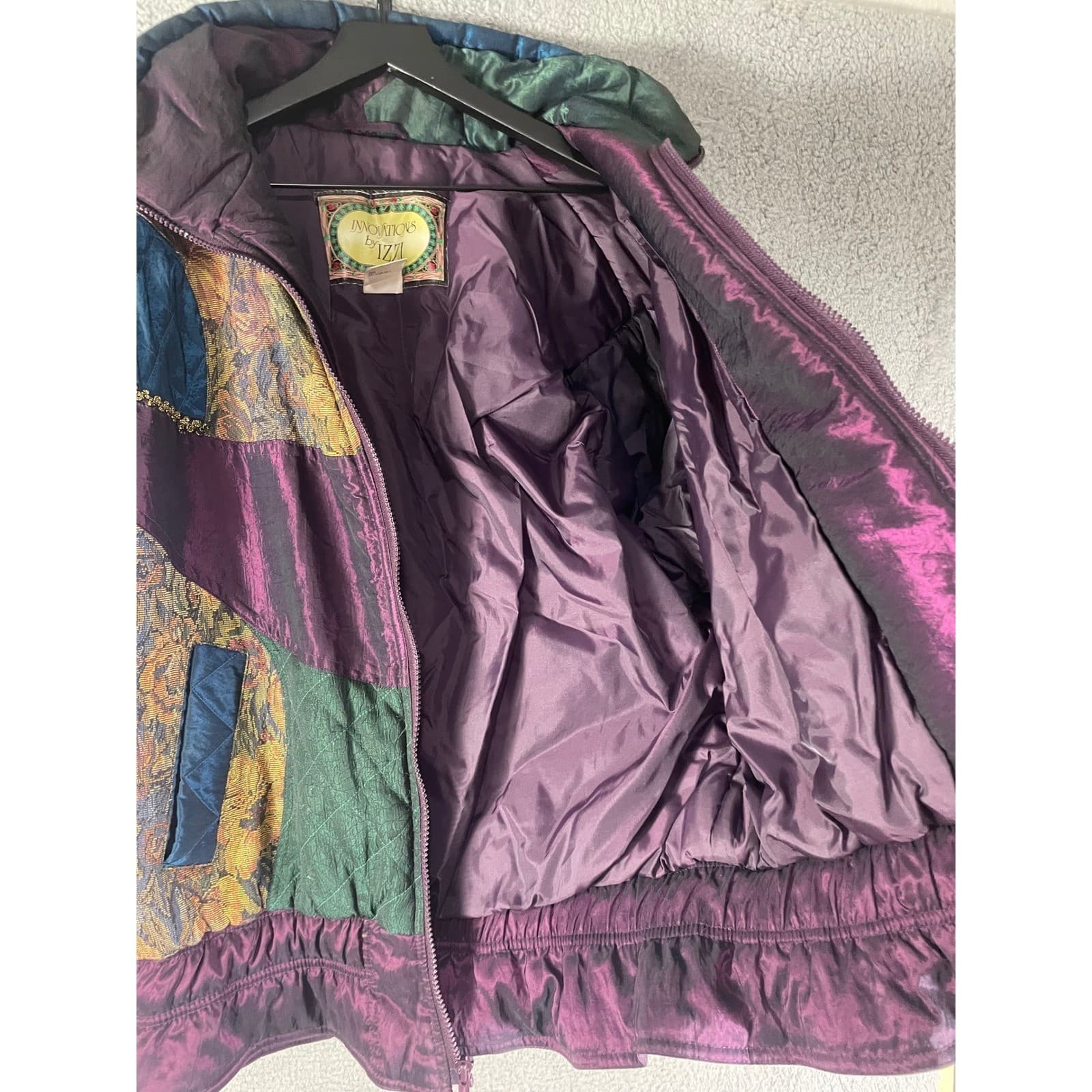 Vintage Innovations by IZZI Patchwork Tapestry Puffer Jacket Jewel Tone 90s S - Thumbnail 11