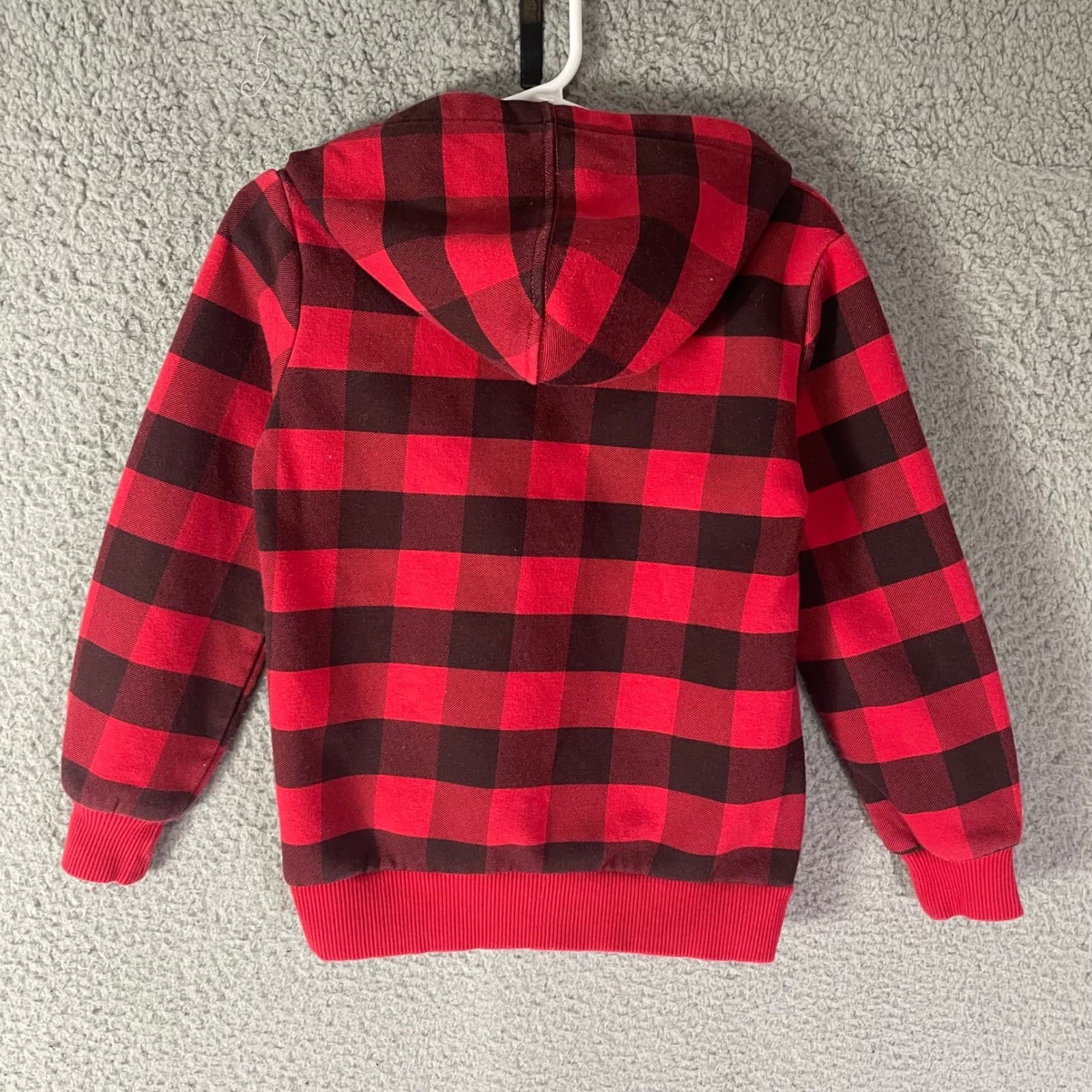 Kids Levi's Red Black Buffalo Plaid Hoodie Sweatshirt Size 3T - Thumbnail 7