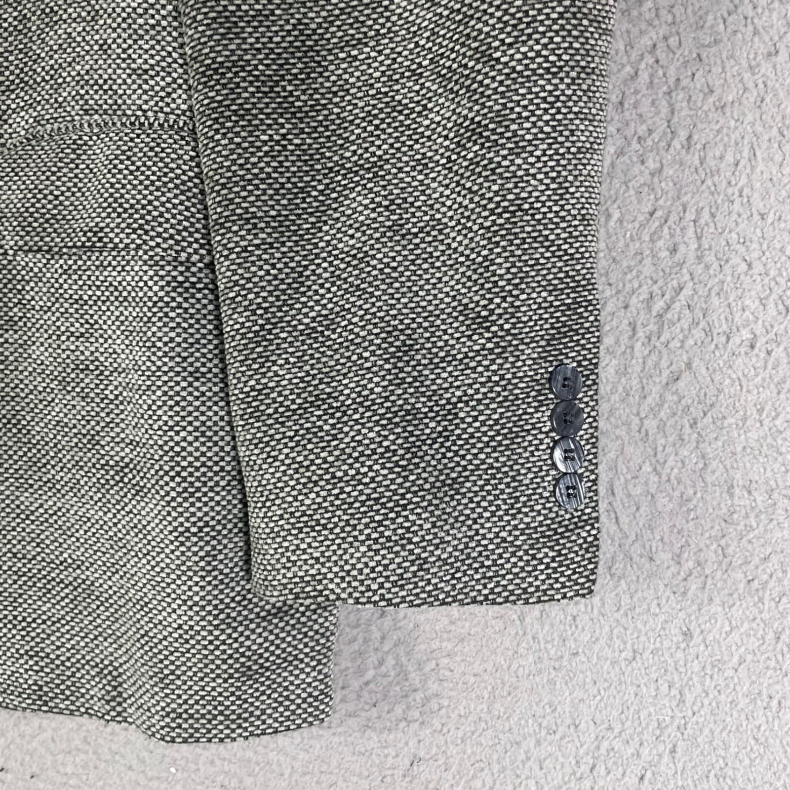 Fatih Collection Mens Wool Blend Blazer Jacket Grey Textured Made in Germany 52 - Thumbnail 8