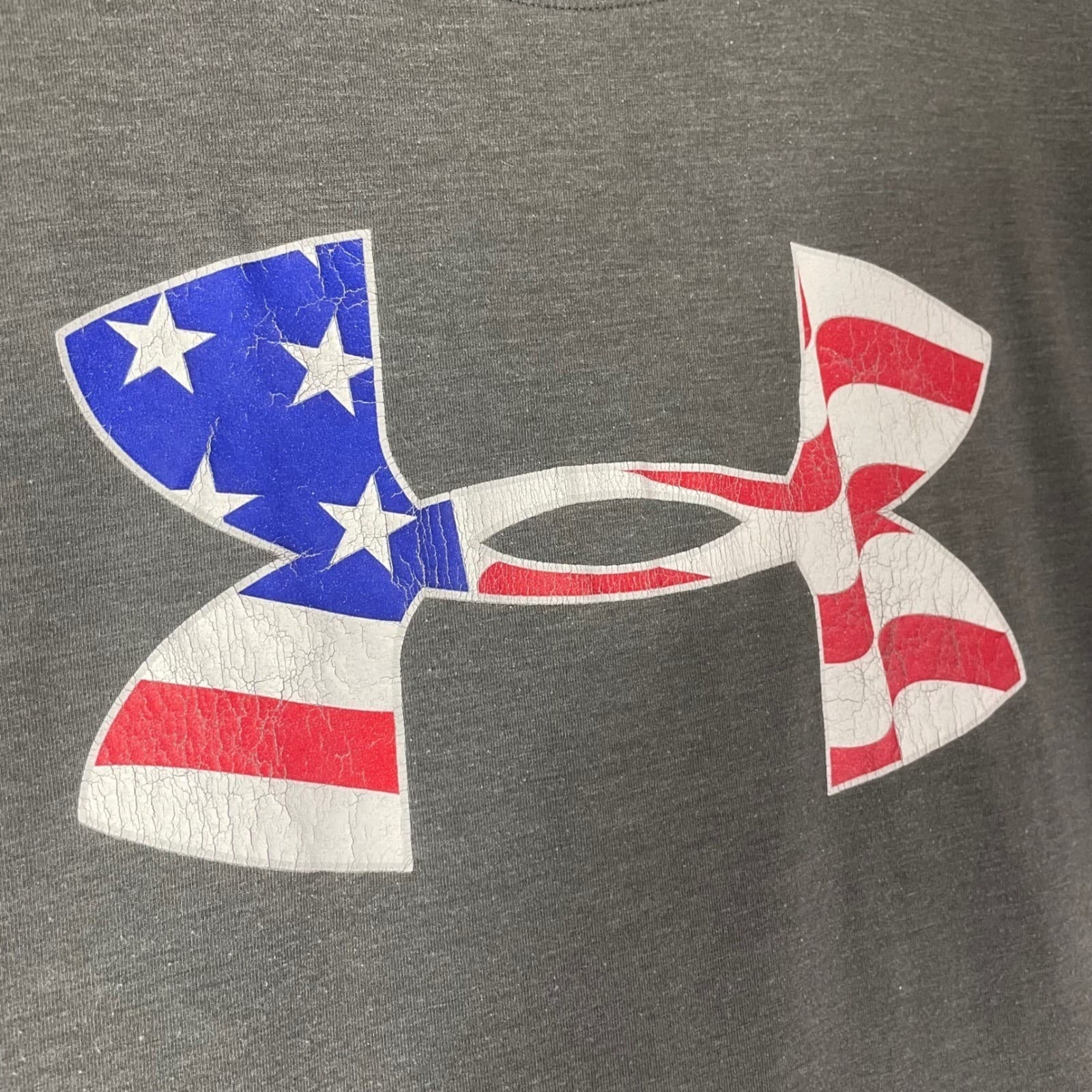 Under Armour HeatGear Men's Gray T-Shirt American Flag Logo Size Medium - Thumbnail 8