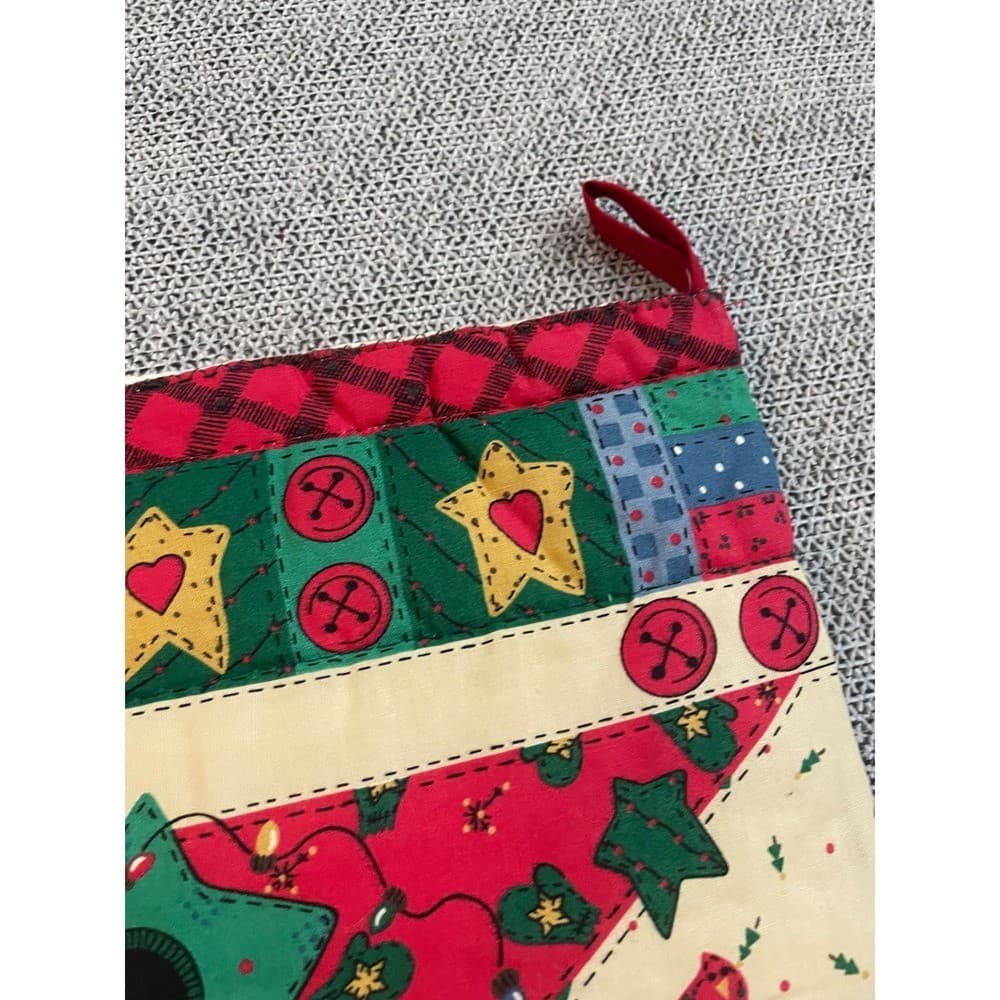 Handmade Quilted Patchwork Christmas Stocking Santa Angel Farmhouse Decor - Thumbnail 10