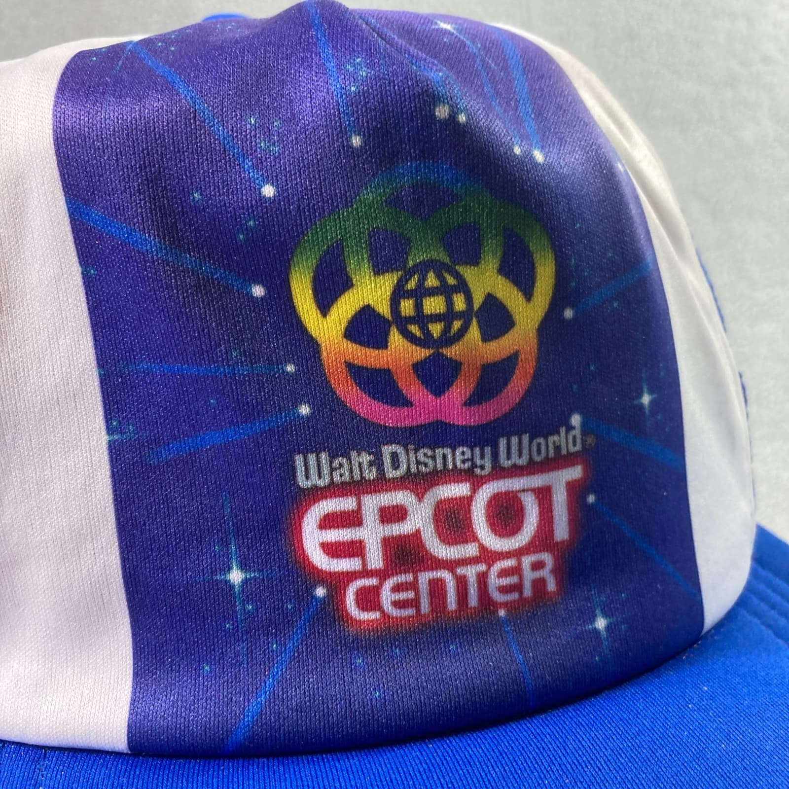 Vintage EPCOT Center Snapback Trucker Hat Blue 90s Made USA Theme Park Cap - Thumbnail 9