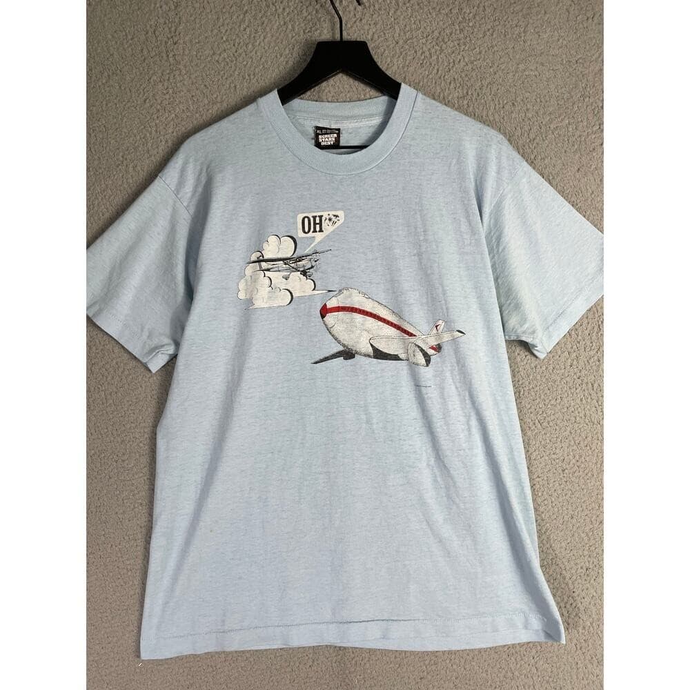 Funny Airplane Crash Blimp T Shirt XL Single Stitch Vintage Screen Stars Best - Thumbnail 2