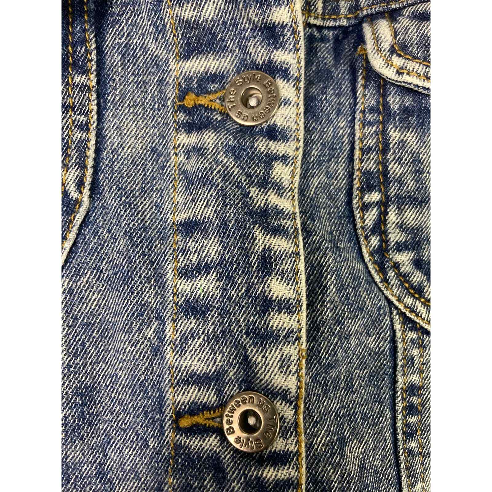 Acid Wash Denim Jacket Womens XL Cropped Blue Jean The Style Between Us - Thumbnail 8