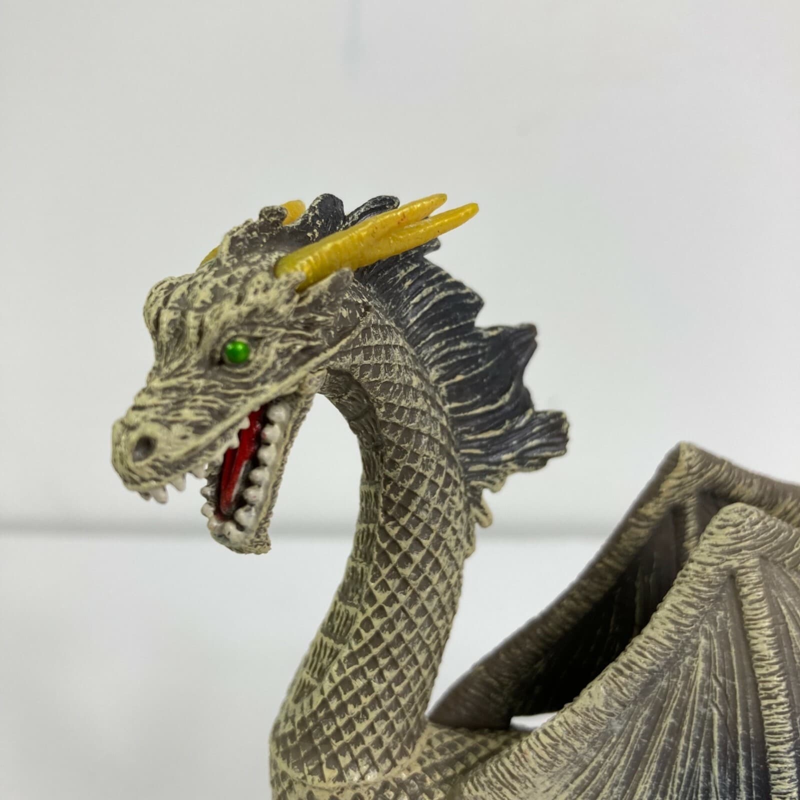 Kid Galaxy Poseable Dragon Action Figure Grey Gold Winged Toy 4.5" Used - Thumbnail 2