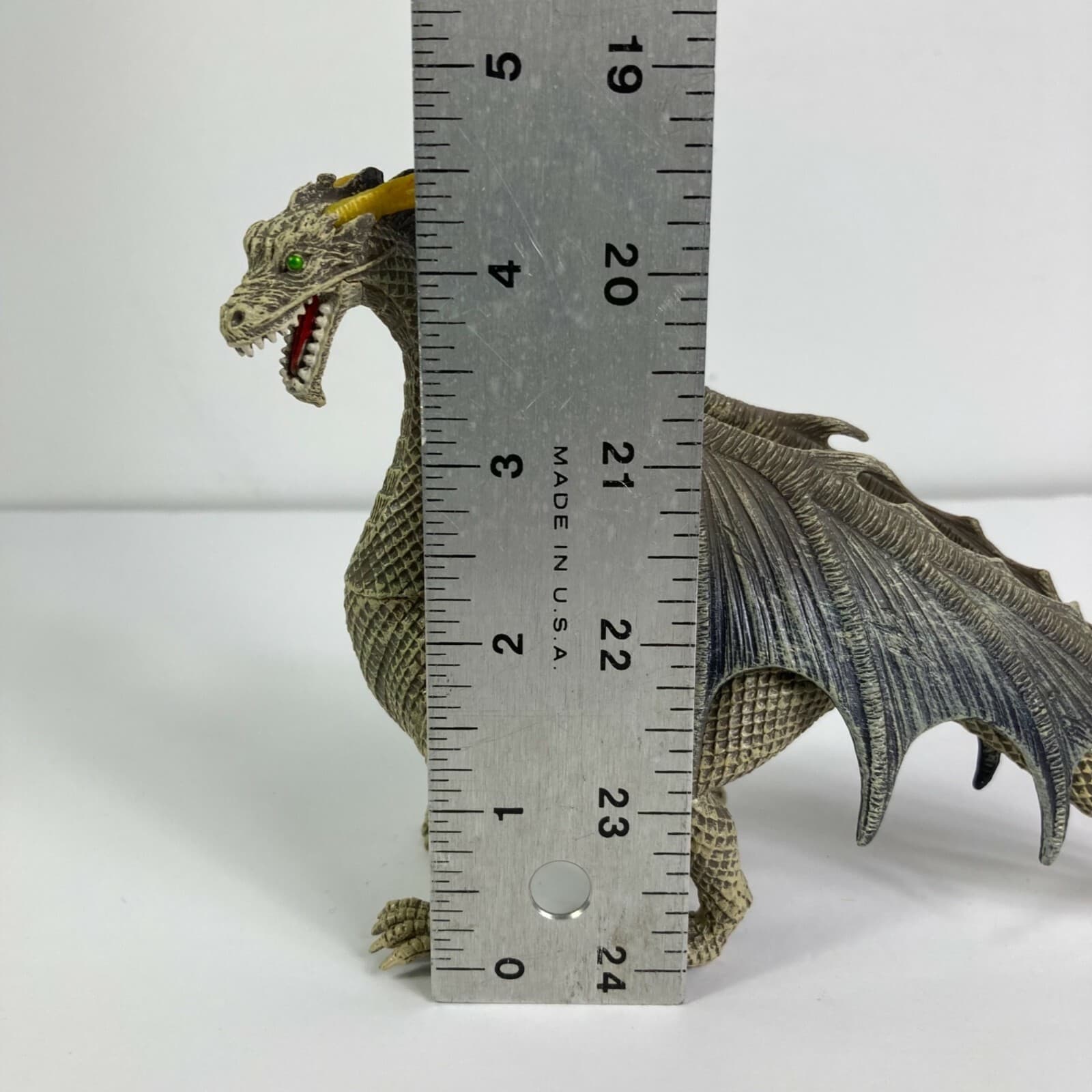 Kid Galaxy Poseable Dragon Action Figure Grey Gold Winged Toy 4.5" Used - Thumbnail 9