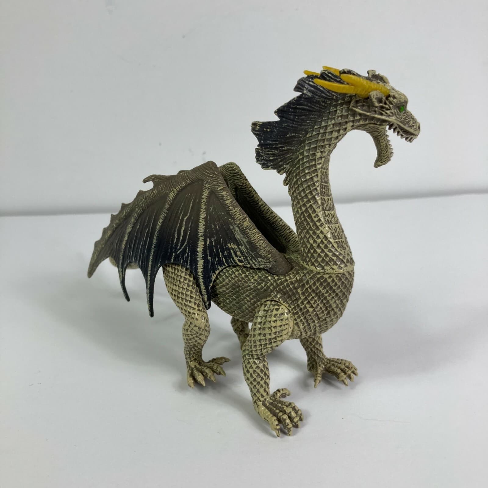 Kid Galaxy Poseable Dragon Action Figure Grey Gold Winged Toy 4.5" Used - Thumbnail 5