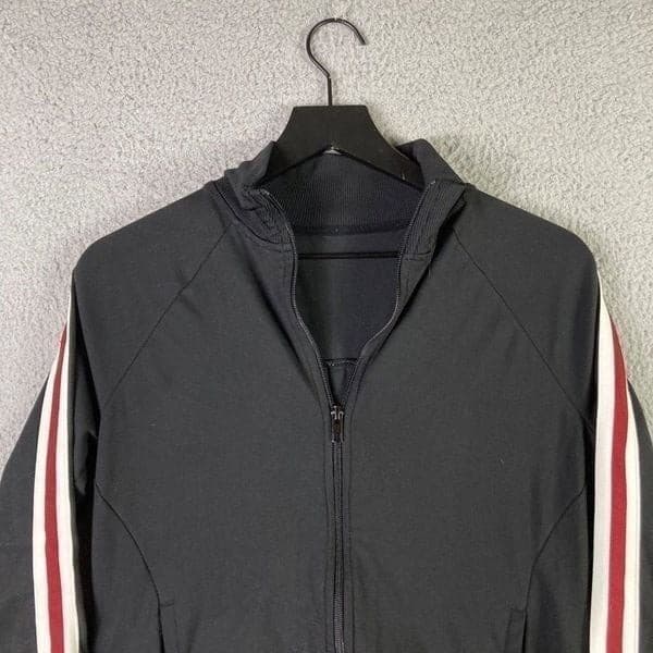 Girls XL Black Track Jacket Stripe Sleeve Full Zip Athletic Bomber Activewear - Thumbnail 2