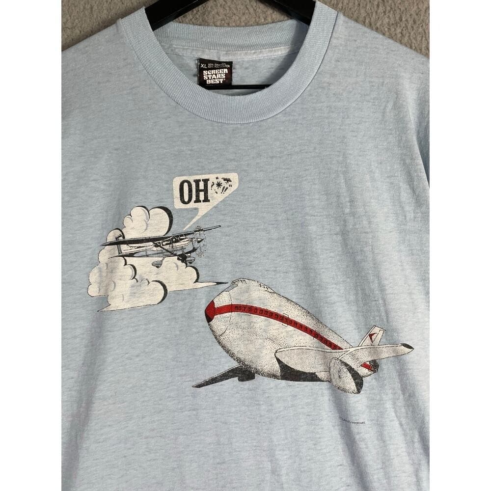 Funny Airplane Crash Blimp T Shirt XL Single Stitch Vintage Screen Stars Best - Thumbnail 3