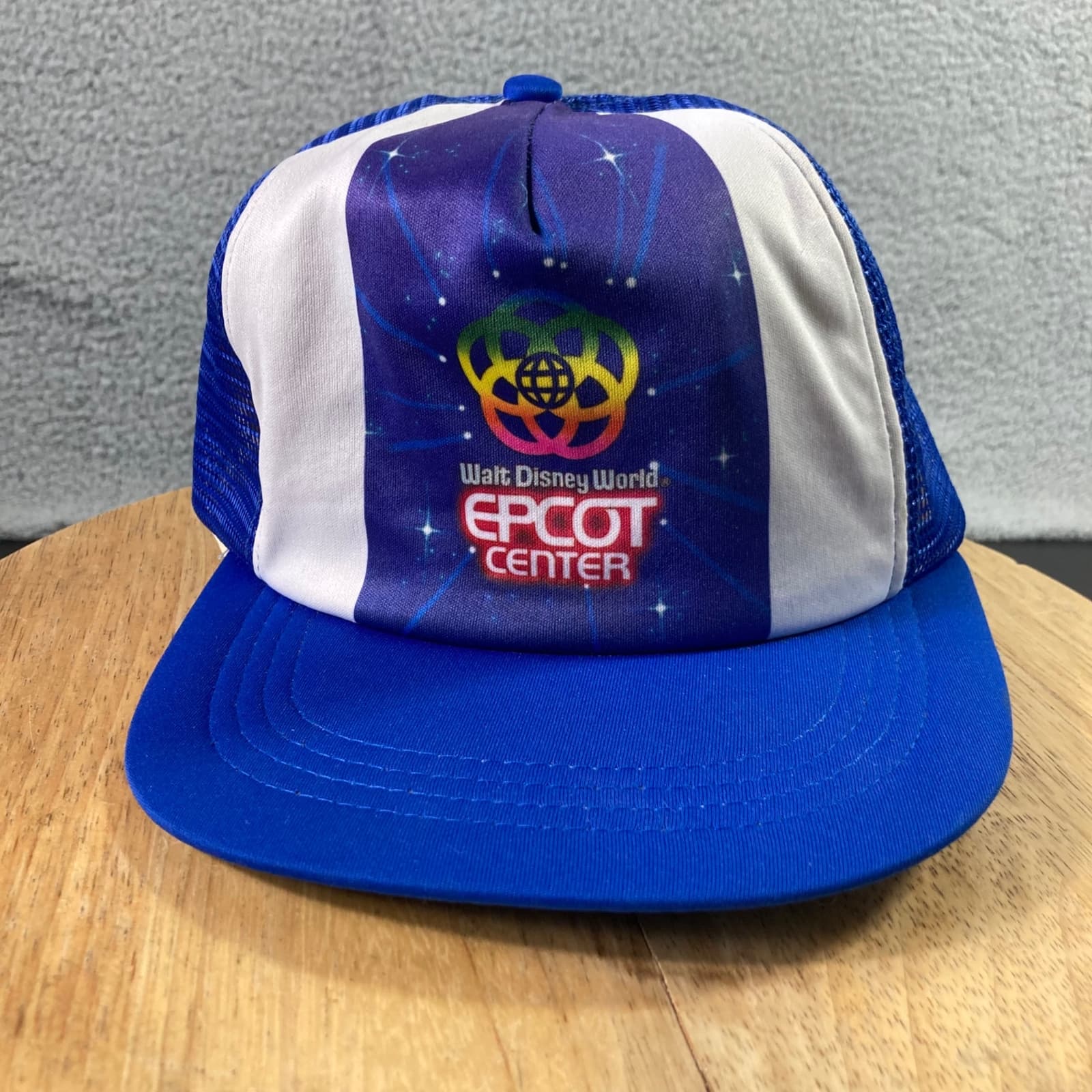Vintage EPCOT Center Snapback Trucker Hat Blue 90s Made USA Theme Park Cap - Thumbnail 2