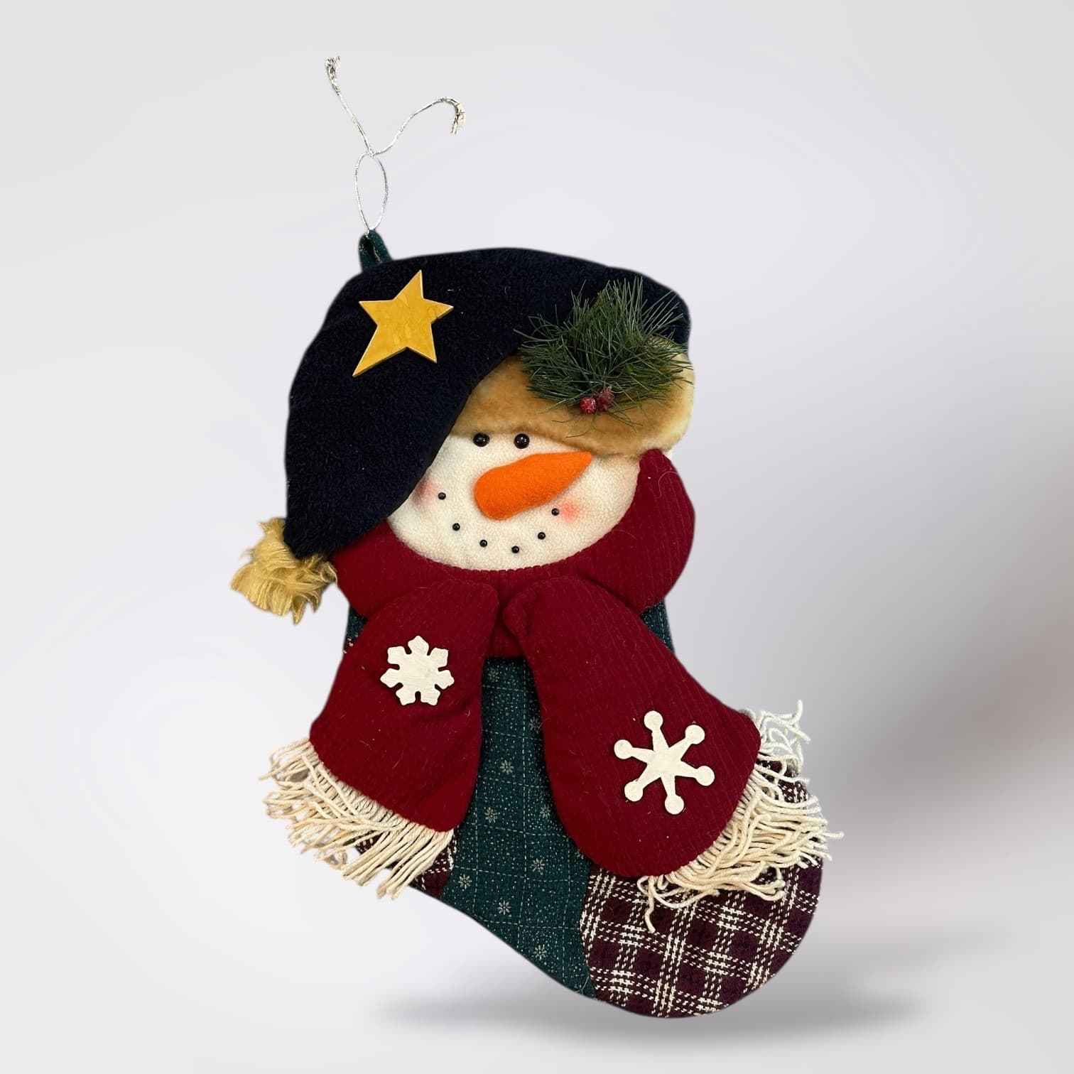Cute Snowman Christmas Stocking Ornament Hanging Decor Holiday Home Vintage