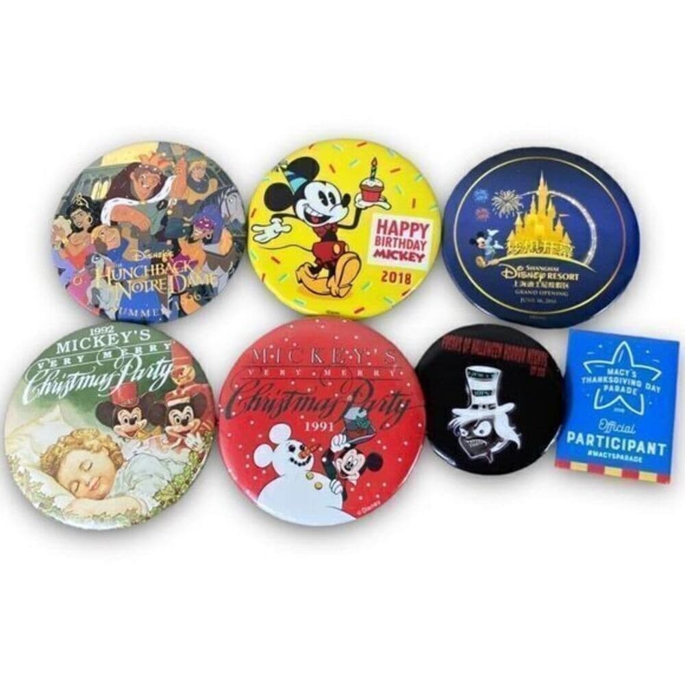 VTG 90s Mickey Christmas Party Pins Disney World Lot WDW BUTTONS - Thumbnail 2