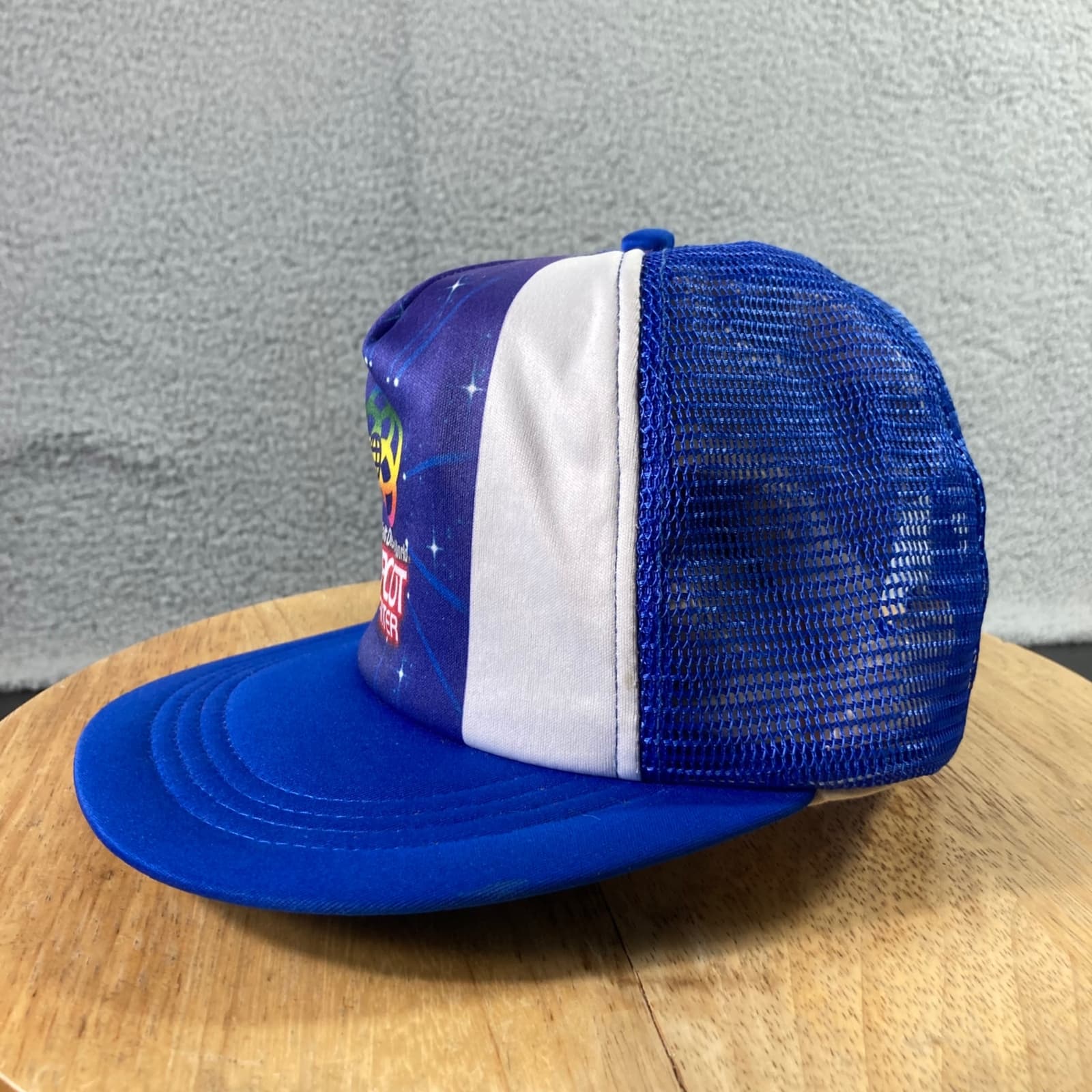 Vintage EPCOT Center Snapback Trucker Hat Blue 90s Made USA Theme Park Cap - Thumbnail 7