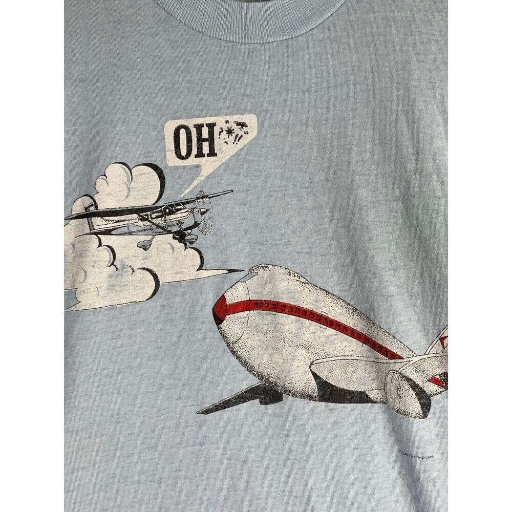 Funny Airplane Crash Blimp T Shirt XL Single Stitch Vintage Screen Stars Best - Thumbnail 5