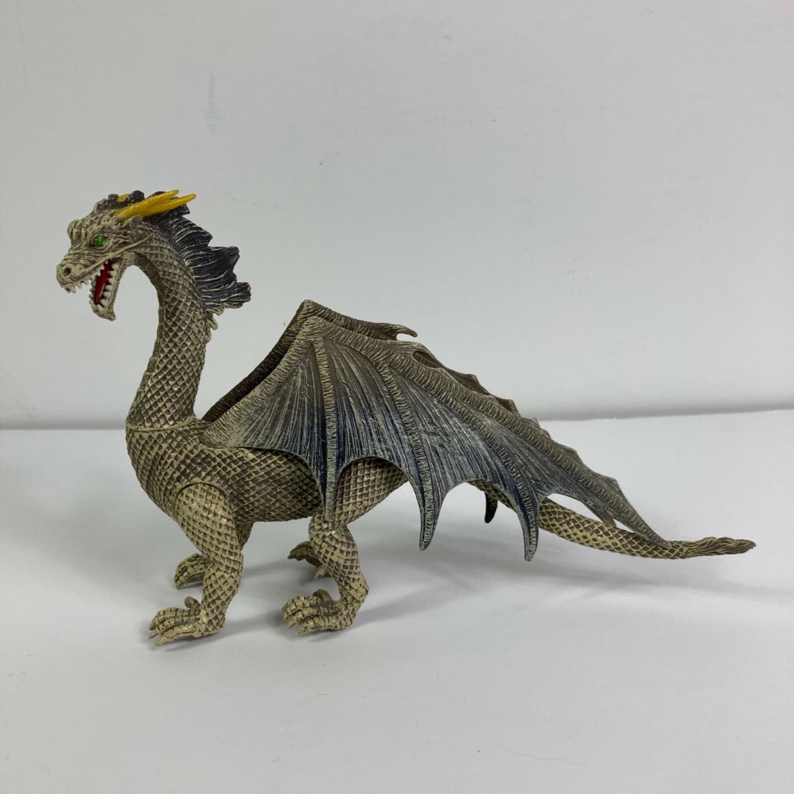 Kid Galaxy Poseable Dragon Action Figure Grey Gold Winged Toy 4.5" Used - Thumbnail 3
