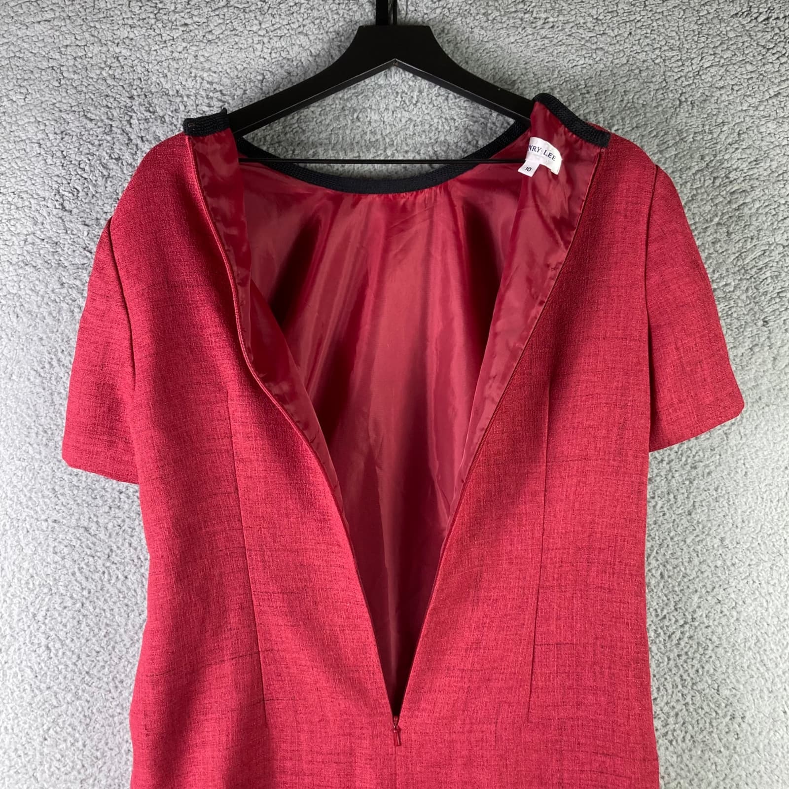 Vintage 80s Henry Lee Red Shirt Dress Womens Size 10 Short Sleeve Retro Shift - Thumbnail 8