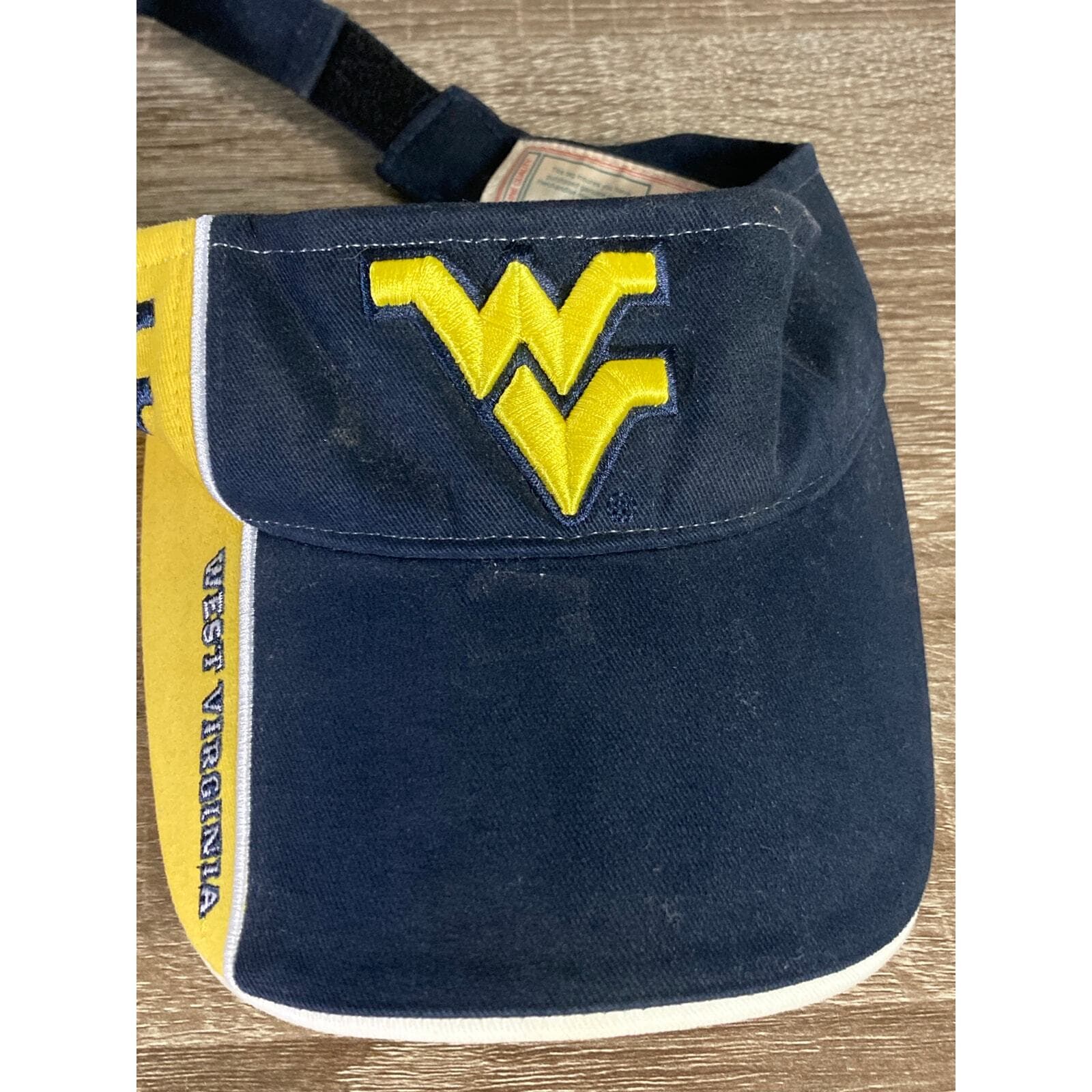 Vintage West Virginia Mountaineers Visor Hat Blue Yellow Adjustable Unisex NCAA - Thumbnail 7