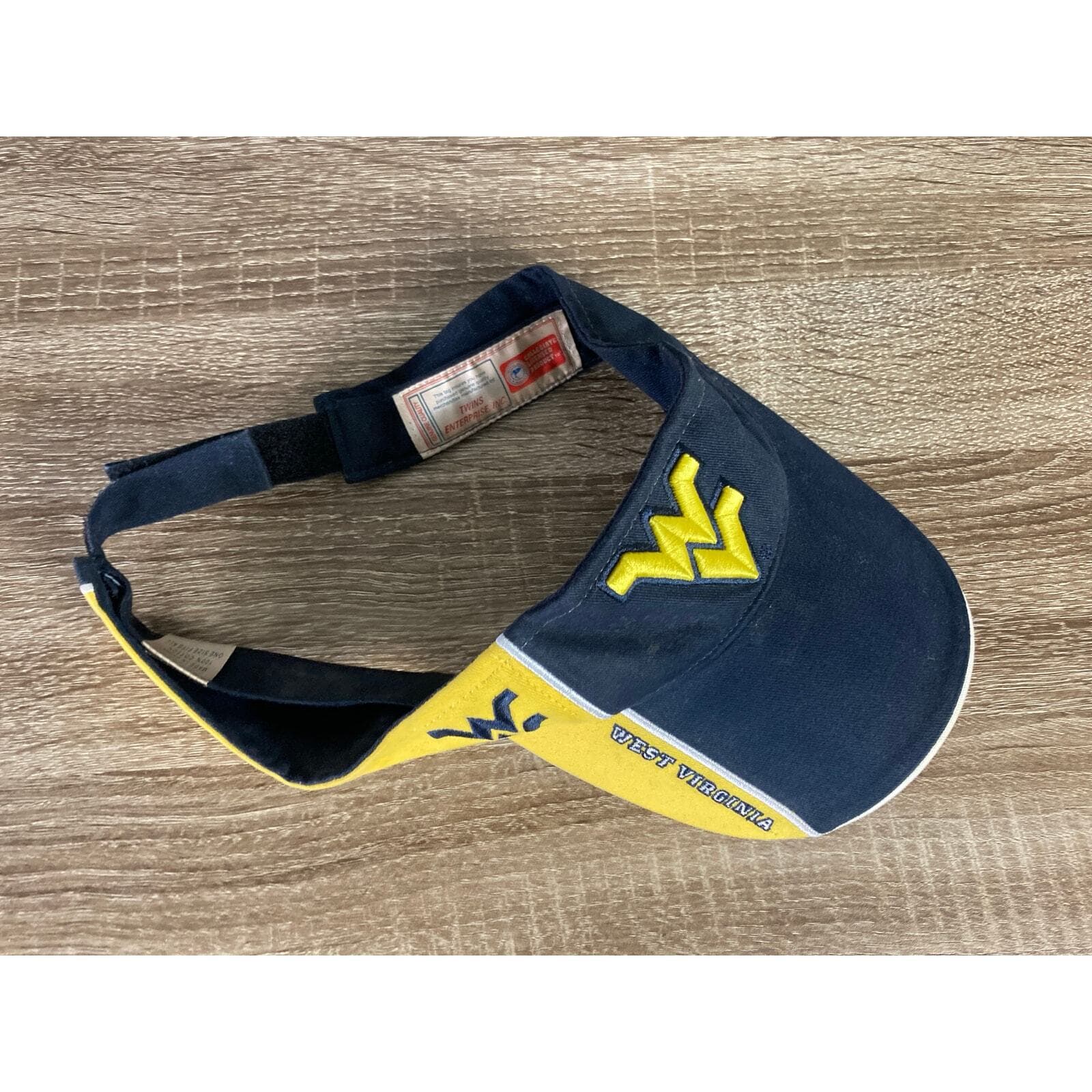 Vintage West Virginia Mountaineers Visor Hat Blue Yellow Adjustable Unisex NCAA - Thumbnail 4