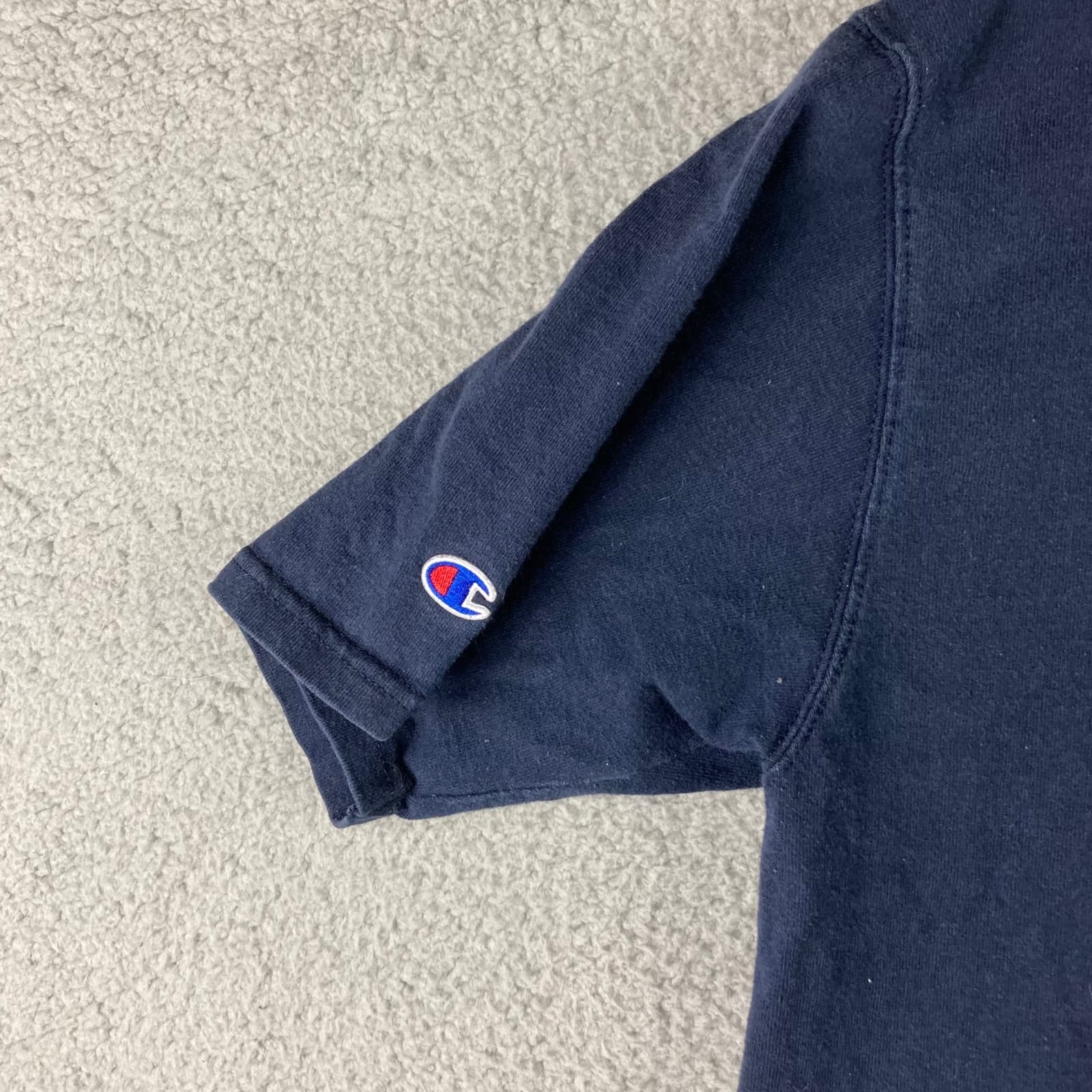 Vintage Champion Reverse Weave T-Shirt Mens XL Blue Logo Short Sleeve Tee Damage - Thumbnail 9