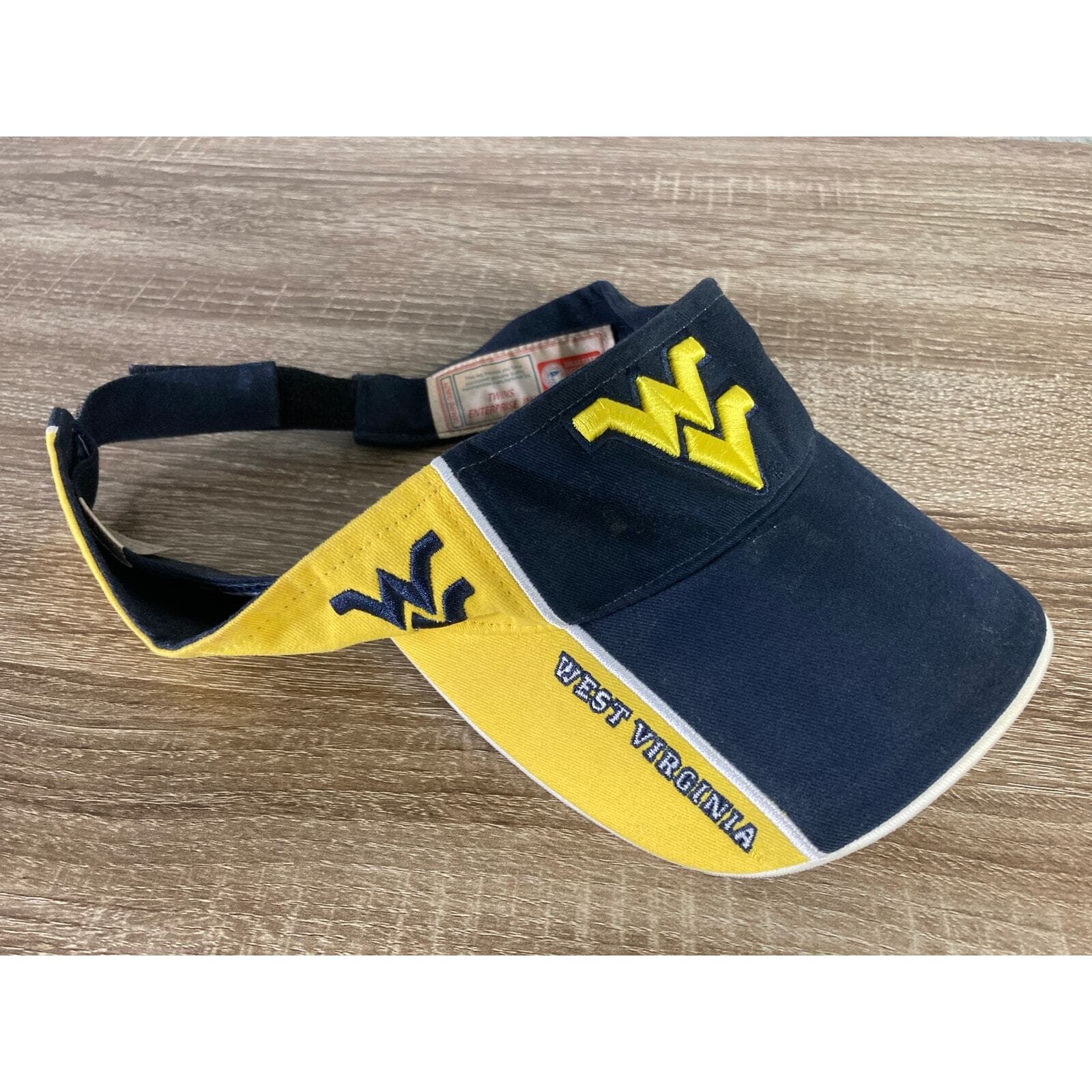 Vintage West Virginia Mountaineers Visor Hat Blue Yellow Adjustable Unisex NCAA - Thumbnail 3