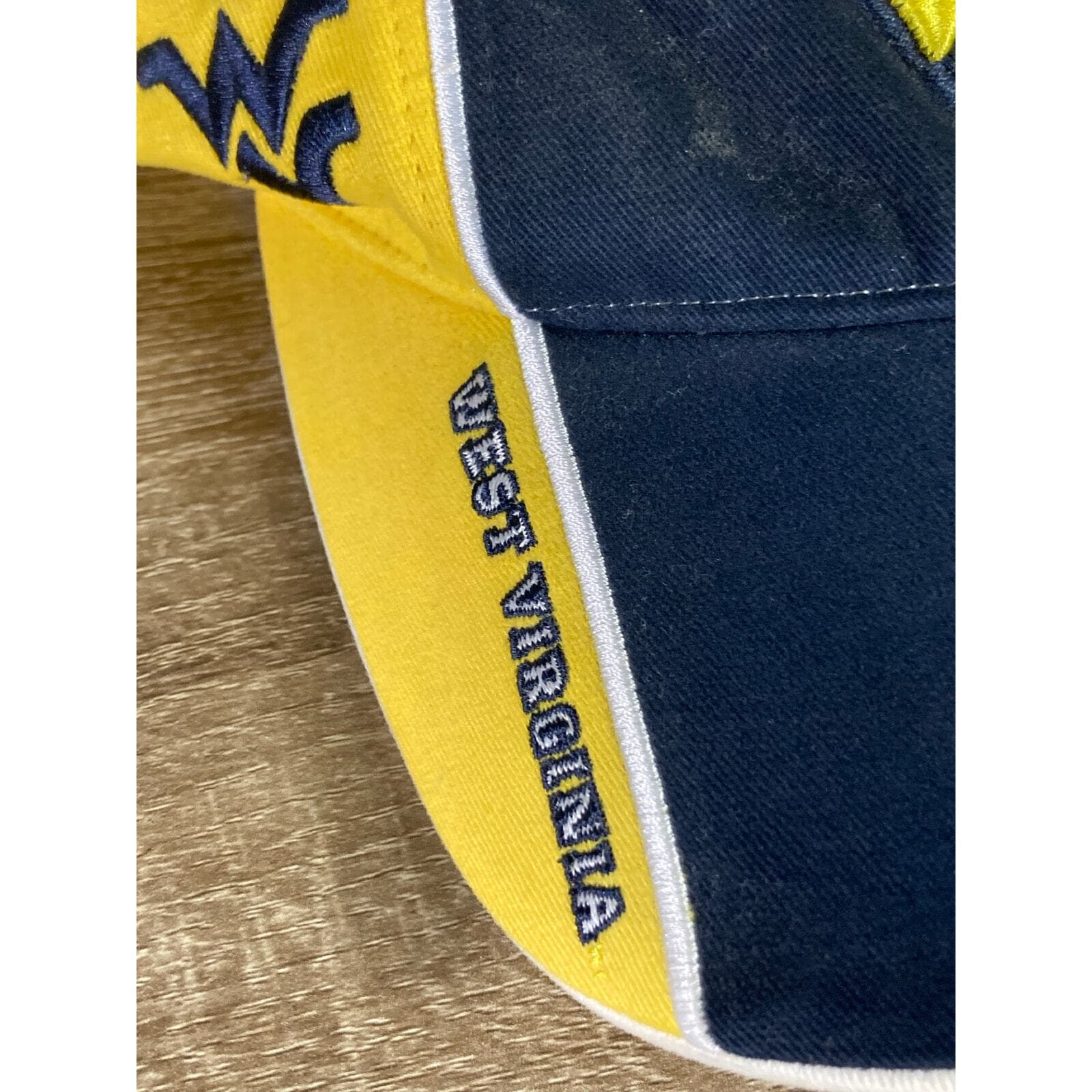 Vintage West Virginia Mountaineers Visor Hat Blue Yellow Adjustable Unisex NCAA - Thumbnail 8