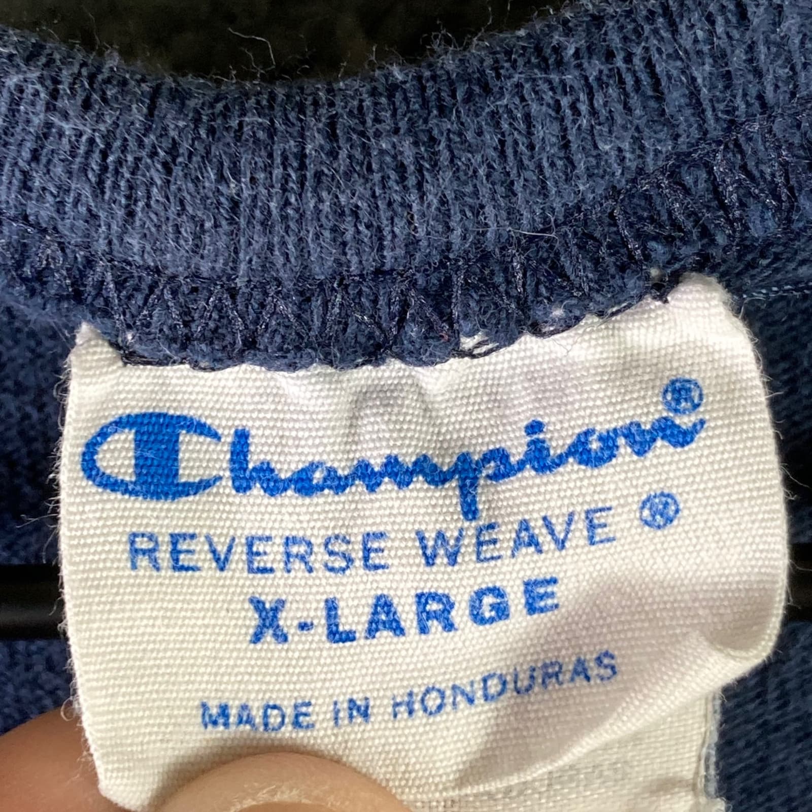 Vintage Champion Reverse Weave T-Shirt Mens XL Blue Logo Short Sleeve Tee Damage - Thumbnail 5