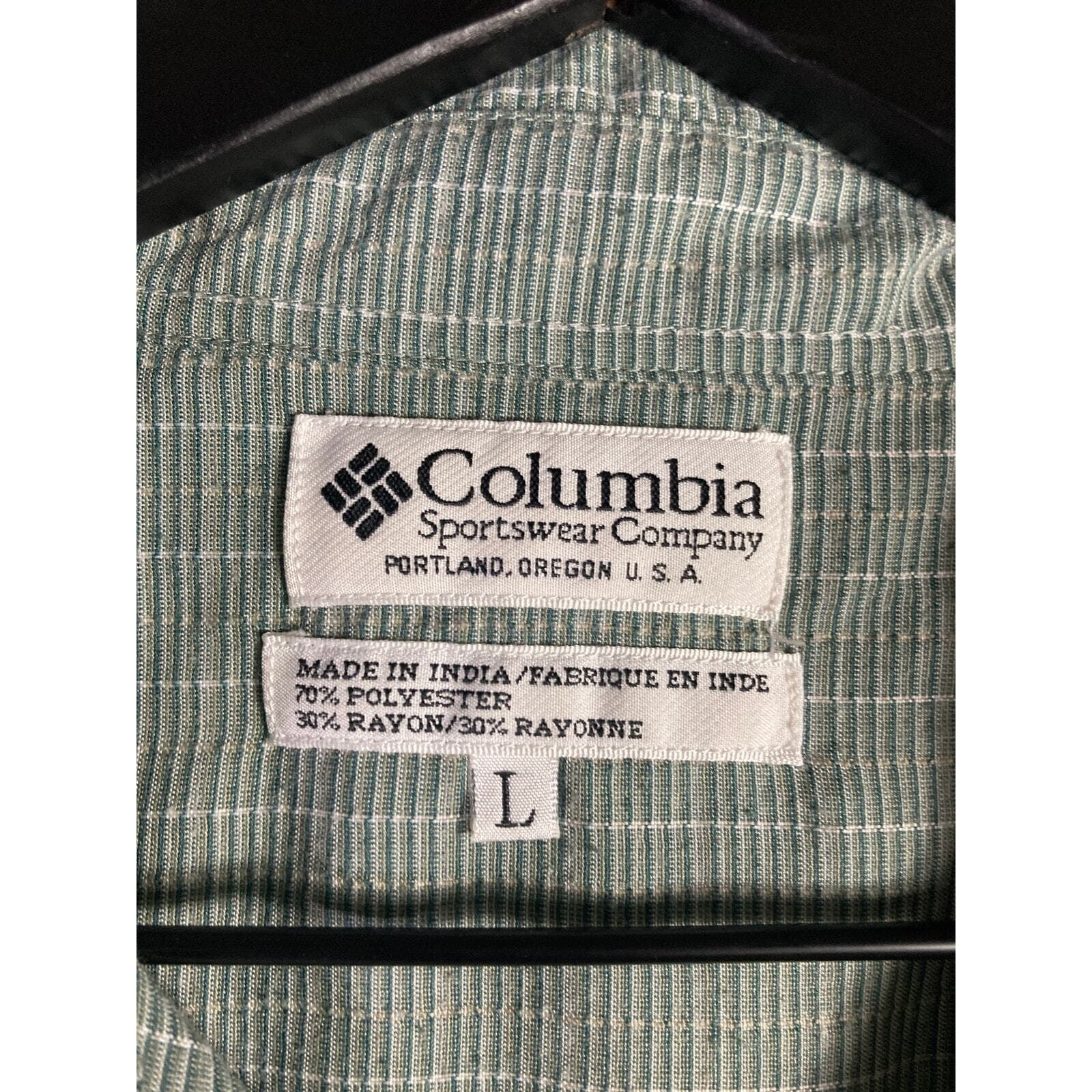 Columbia VTG Men's L Green Plaid Short Sleeve Button-Up Shirt Casual - Thumbnail 3