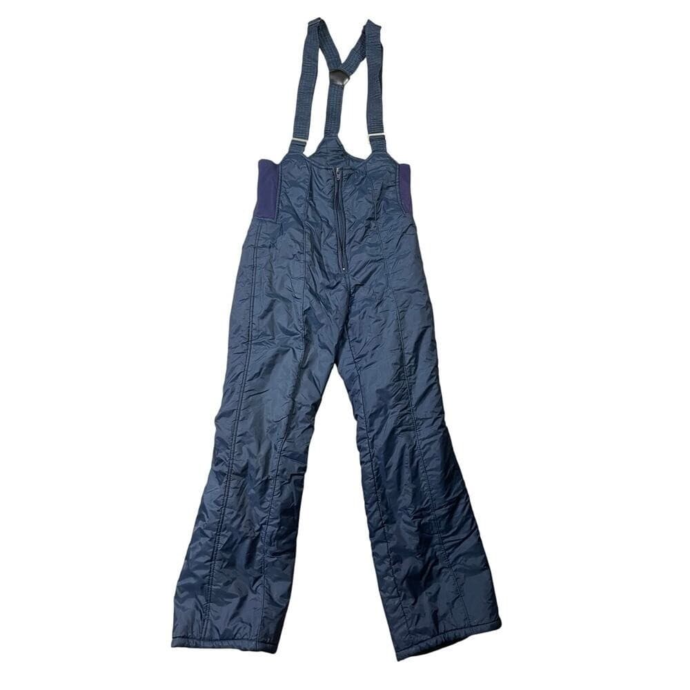 Vintage Insulated Ski Bib Overalls Women's 8 Blue Snow Pants Navy Blue Black - Thumbnail 2
