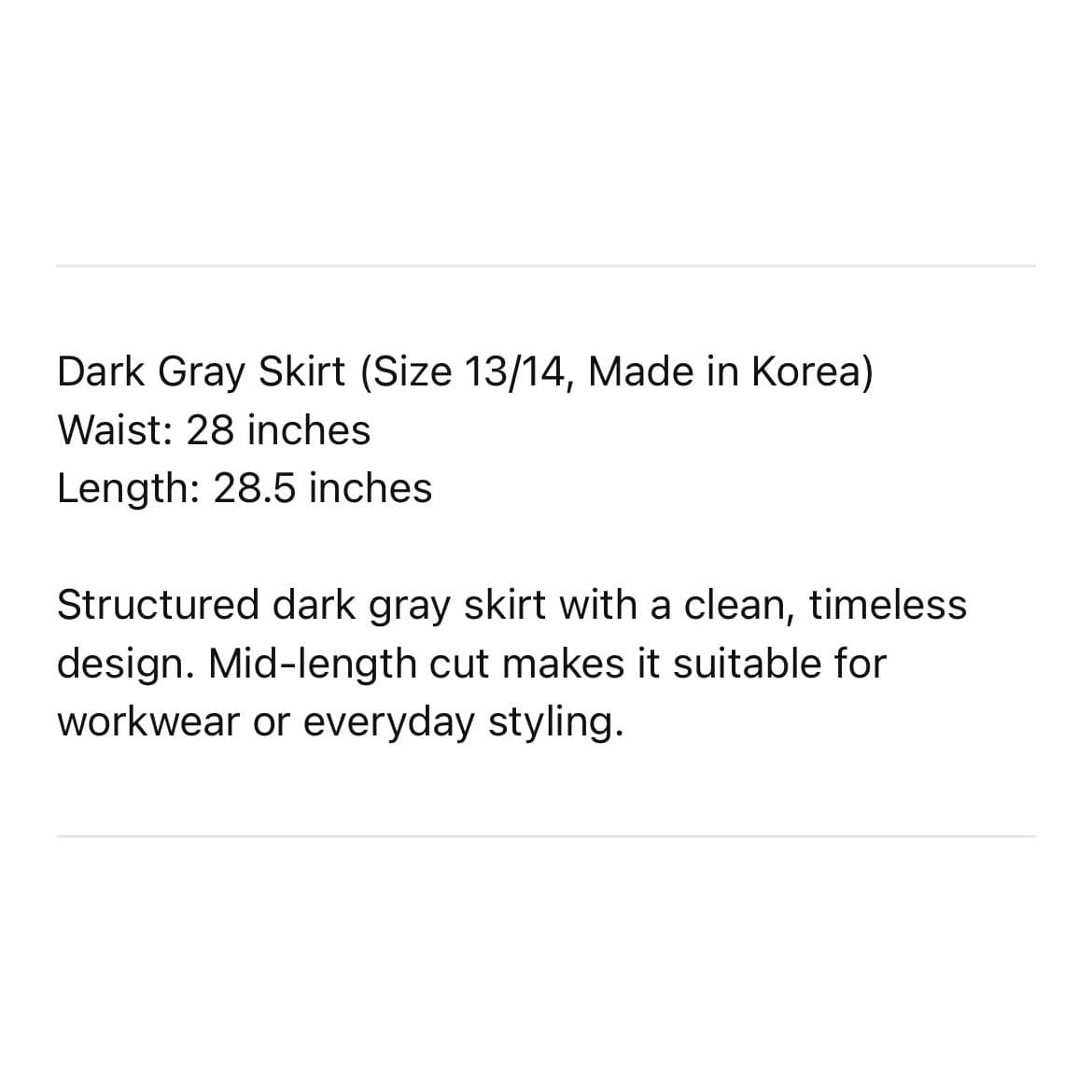 Vintage Style Dark Gray Midi Skirt Textured Career Workwear Womens 13 14 - Thumbnail 3