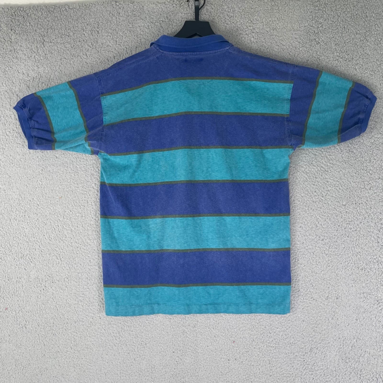 Centerfield Striped Polo Shirt Blue Teal Short Sleeve Cotton Mens Large - Thumbnail 8