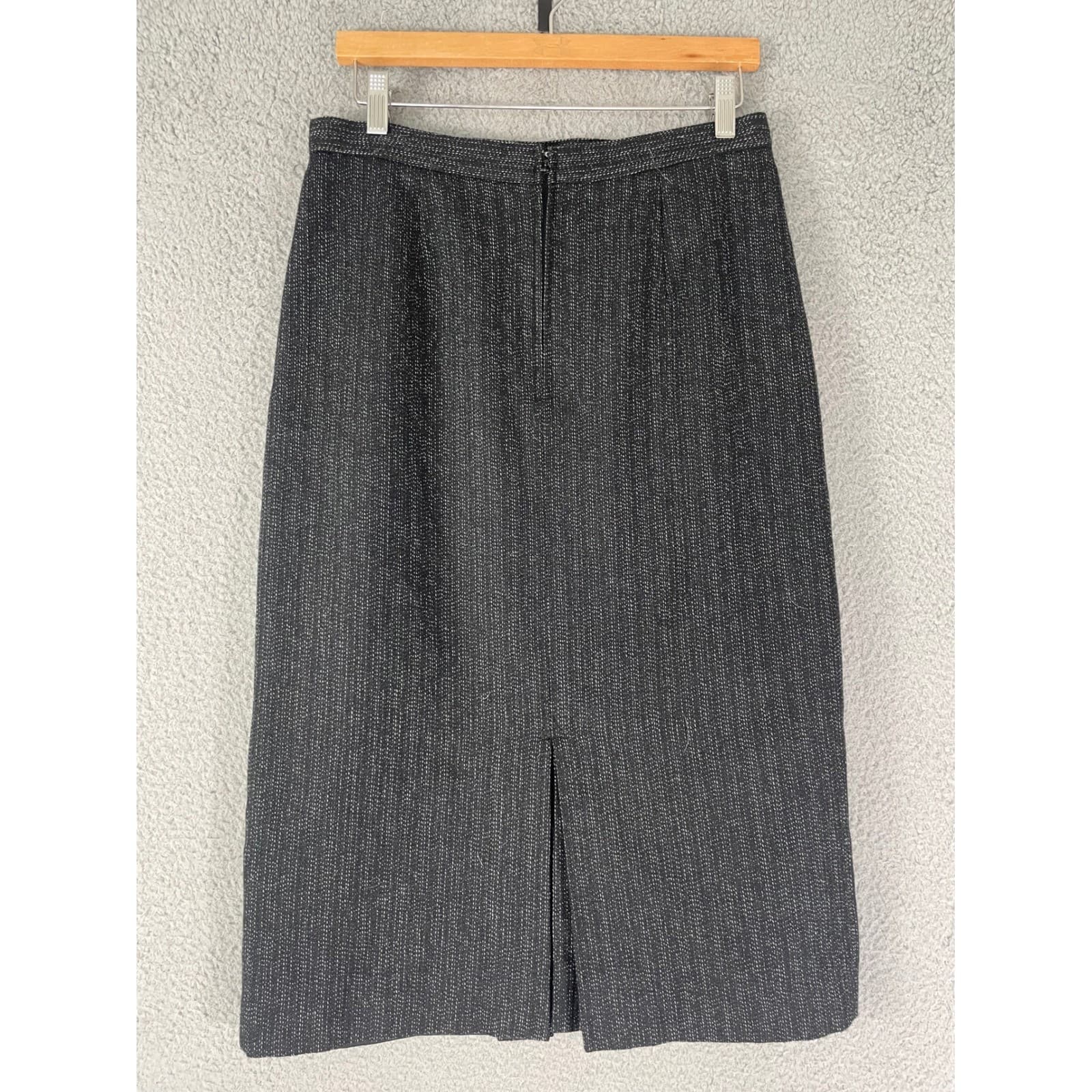 Vintage Style Dark Gray Midi Skirt Textured Career Workwear Womens 13 14 - Thumbnail 6