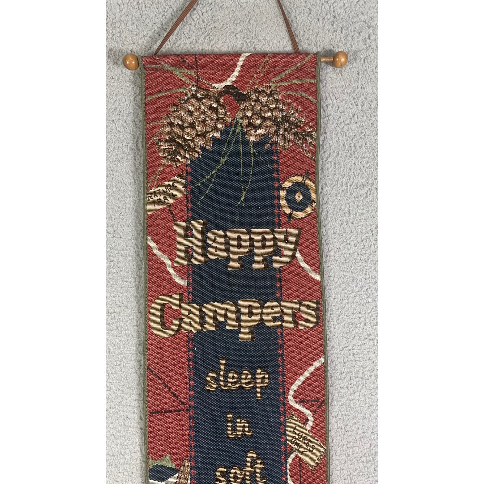 Annie Danielson Happy Campers Fabric Wall Hanging Camping Cabin Decor Rustic - Thumbnail 6