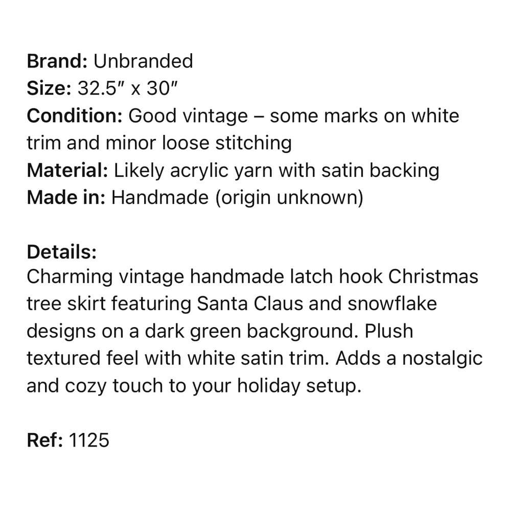 Vintage Latch Hook Christmas Tree Skirt Santa Claus Snowflake Handmade Decor - Thumbnail 3