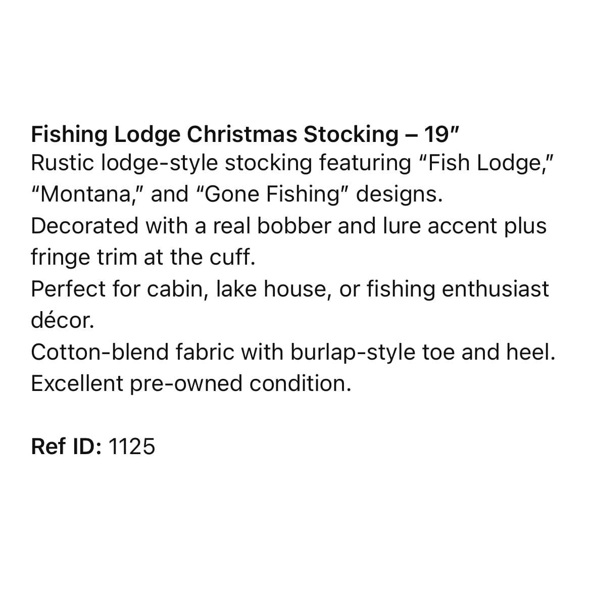 Rustic Fishing Lodge Christmas Stocking Bobber Lure Vintage Blend Burlap - Thumbnail 2
