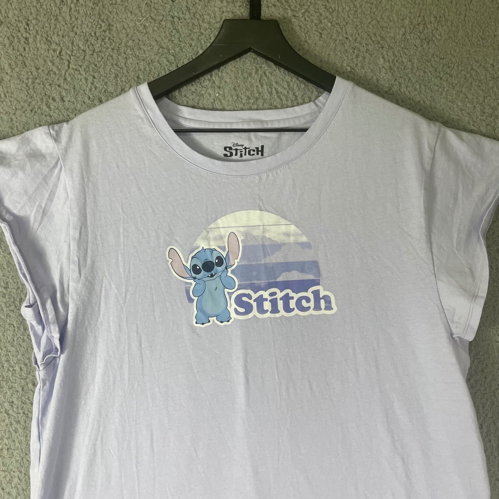 Disney Stitch Tie Waist Graphic T Shirt Womens Medium Purple Character Tee - Thumbnail 9