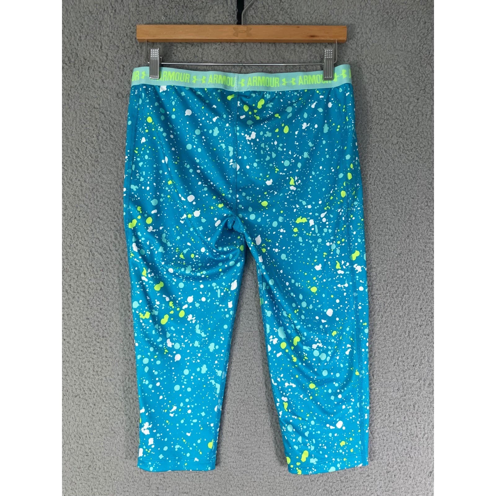 Under Armour Kids Blue Paint Splatter Capri Leggings Athletic Pants Size XL - Thumbnail 8