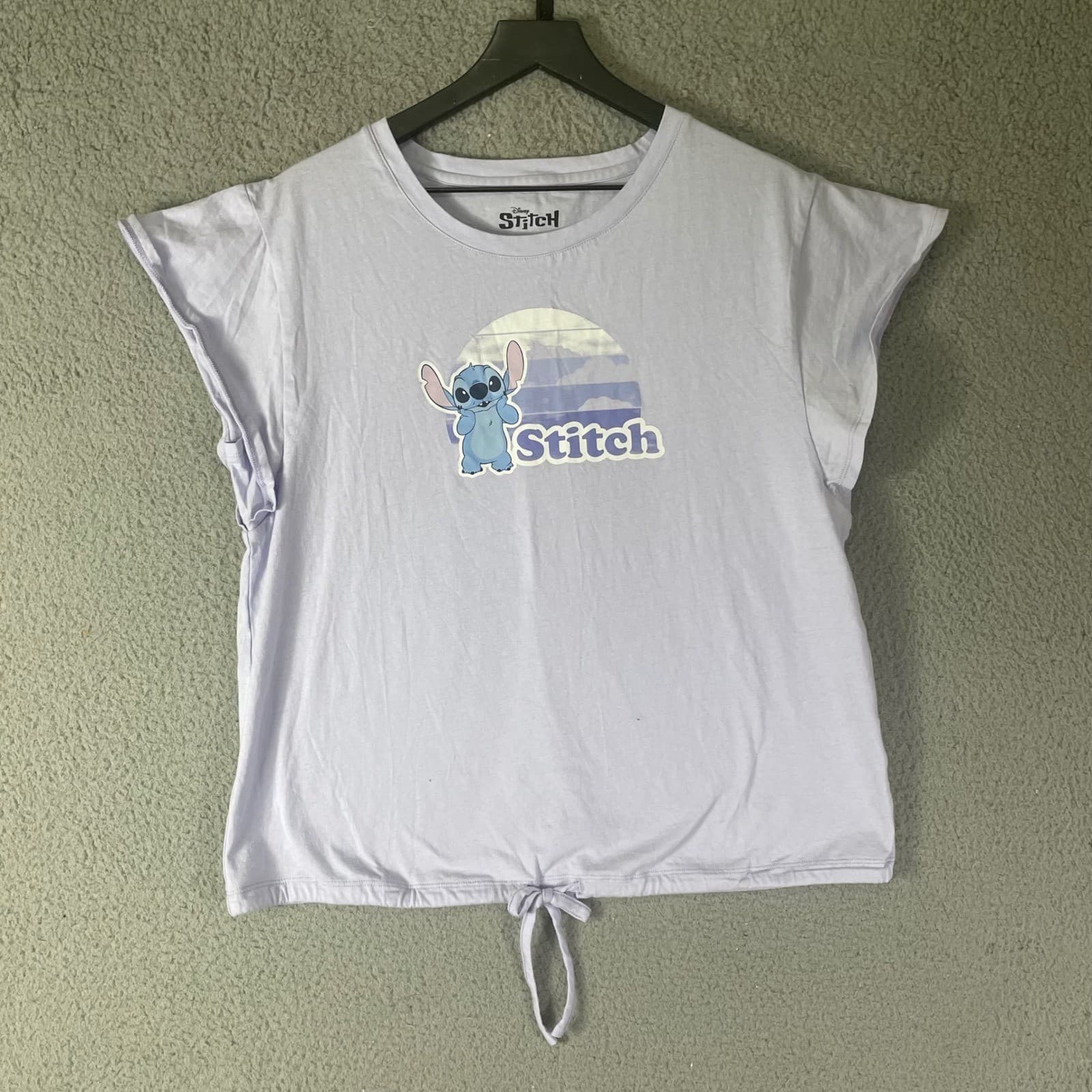 Disney Stitch Tie Waist Graphic T Shirt Womens Medium Purple Character Tee - Thumbnail 7