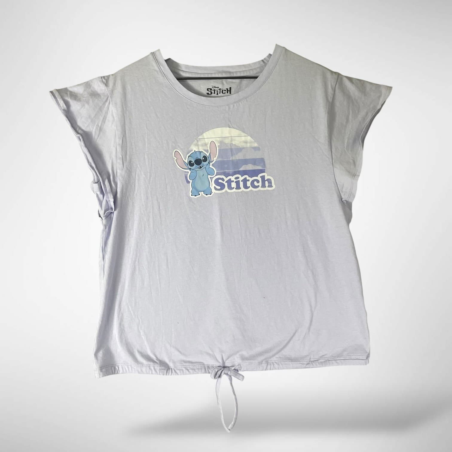 Disney Stitch Tie Waist Graphic T Shirt Womens Medium Purple Character Tee - Thumbnail 3