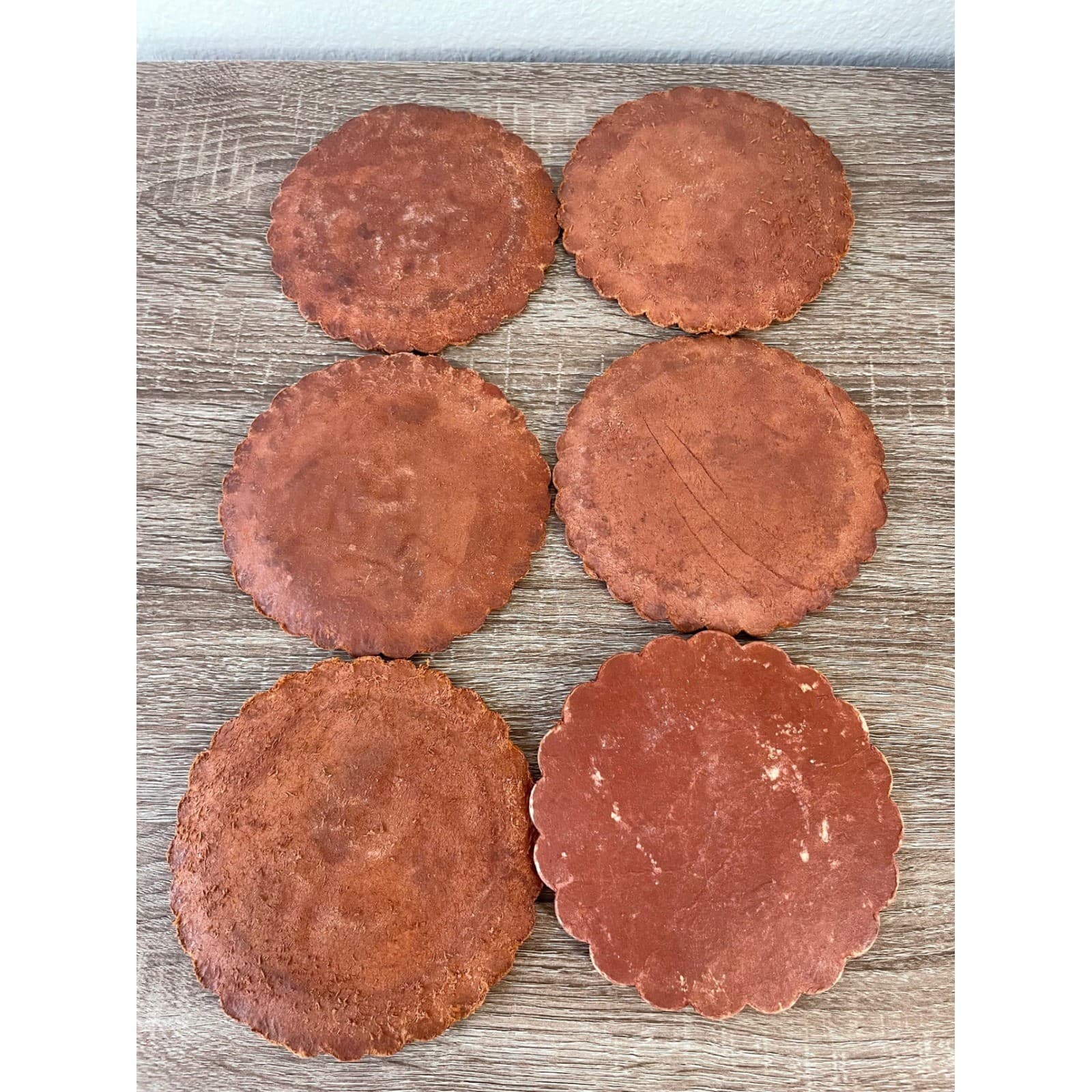 Vintage Set of 6 Peruvian Hand Tooled Leather Coasters Inca Andean Folk Art 5in - Thumbnail 12