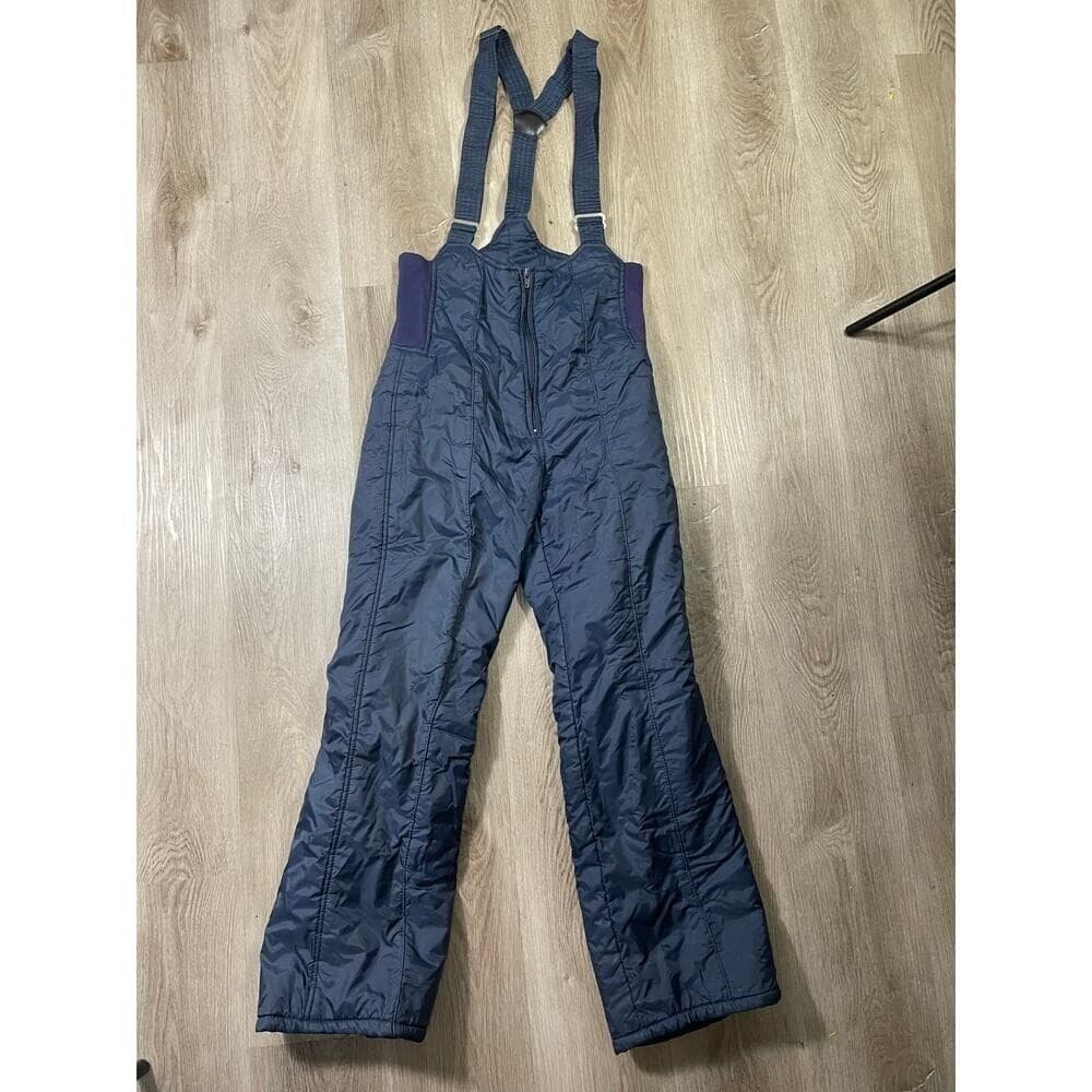 Vintage Insulated Ski Bib Overalls Women's 8 Blue Snow Pants Navy Blue Black - Thumbnail 4