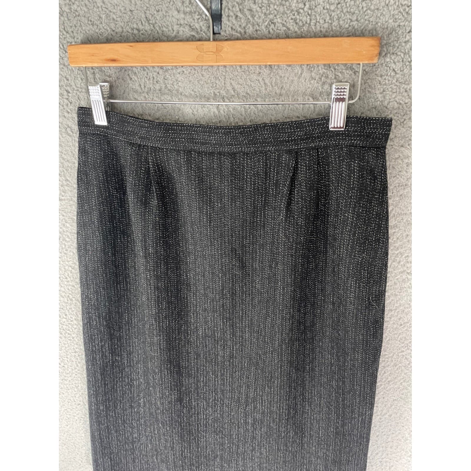 Vintage Style Dark Gray Midi Skirt Textured Career Workwear Womens 13 14 - Thumbnail 8