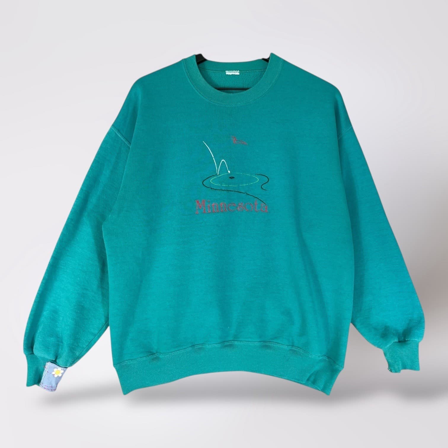 Vintage 90s Minnesota Crewneck Sweatshirt Teal Golf Tourist Pullover L