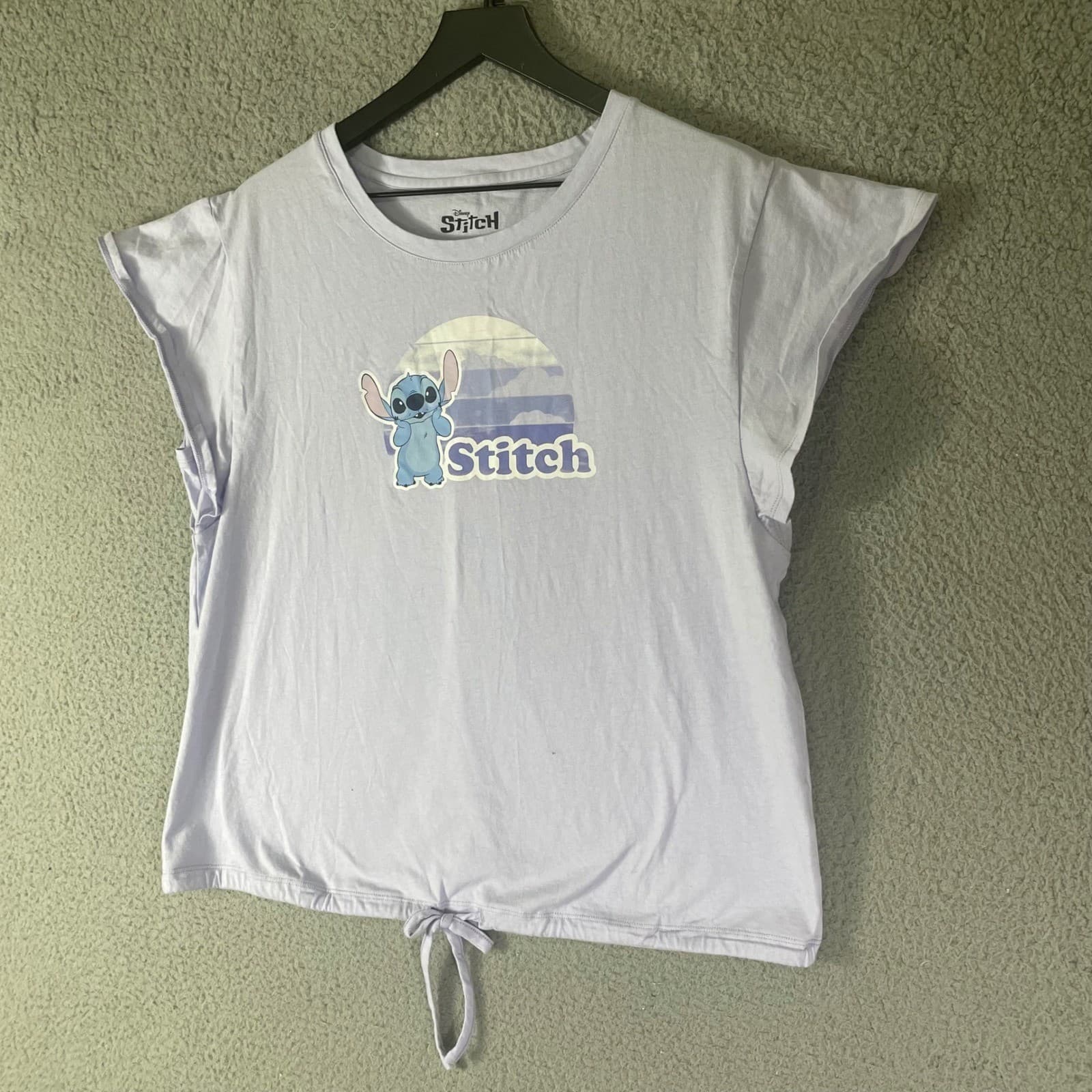 Disney Stitch Tie Waist Graphic T Shirt Womens Medium Purple Character Tee - Thumbnail 10