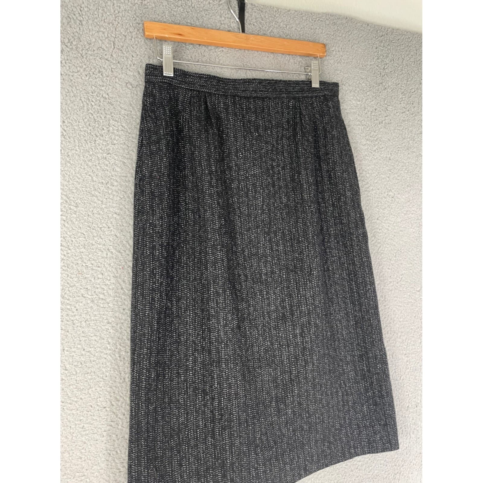 Vintage Style Dark Gray Midi Skirt Textured Career Workwear Womens 13 14 - Thumbnail 7