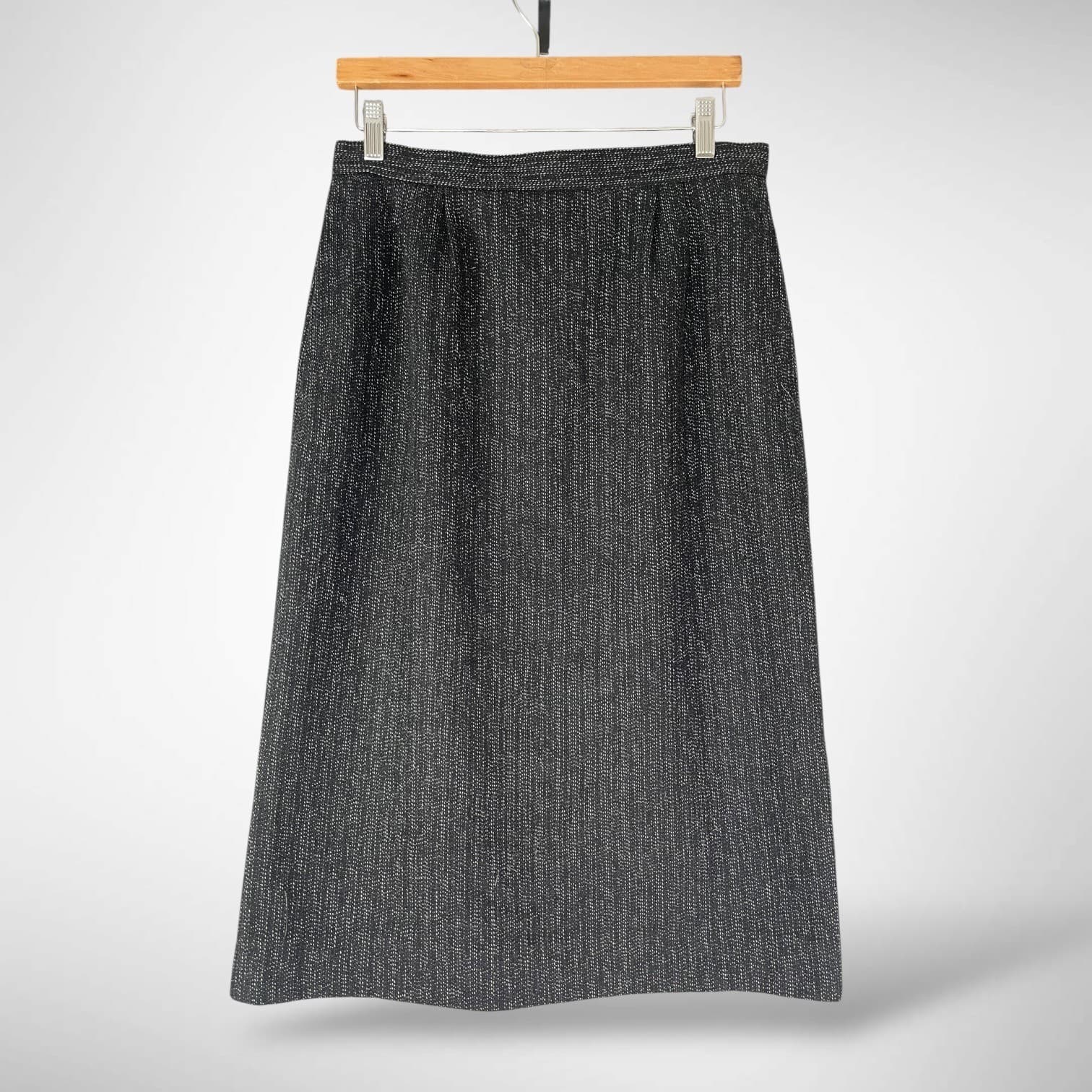 Vintage Style Dark Gray Midi Skirt Textured Career Workwear Womens 13 14 - Thumbnail 2