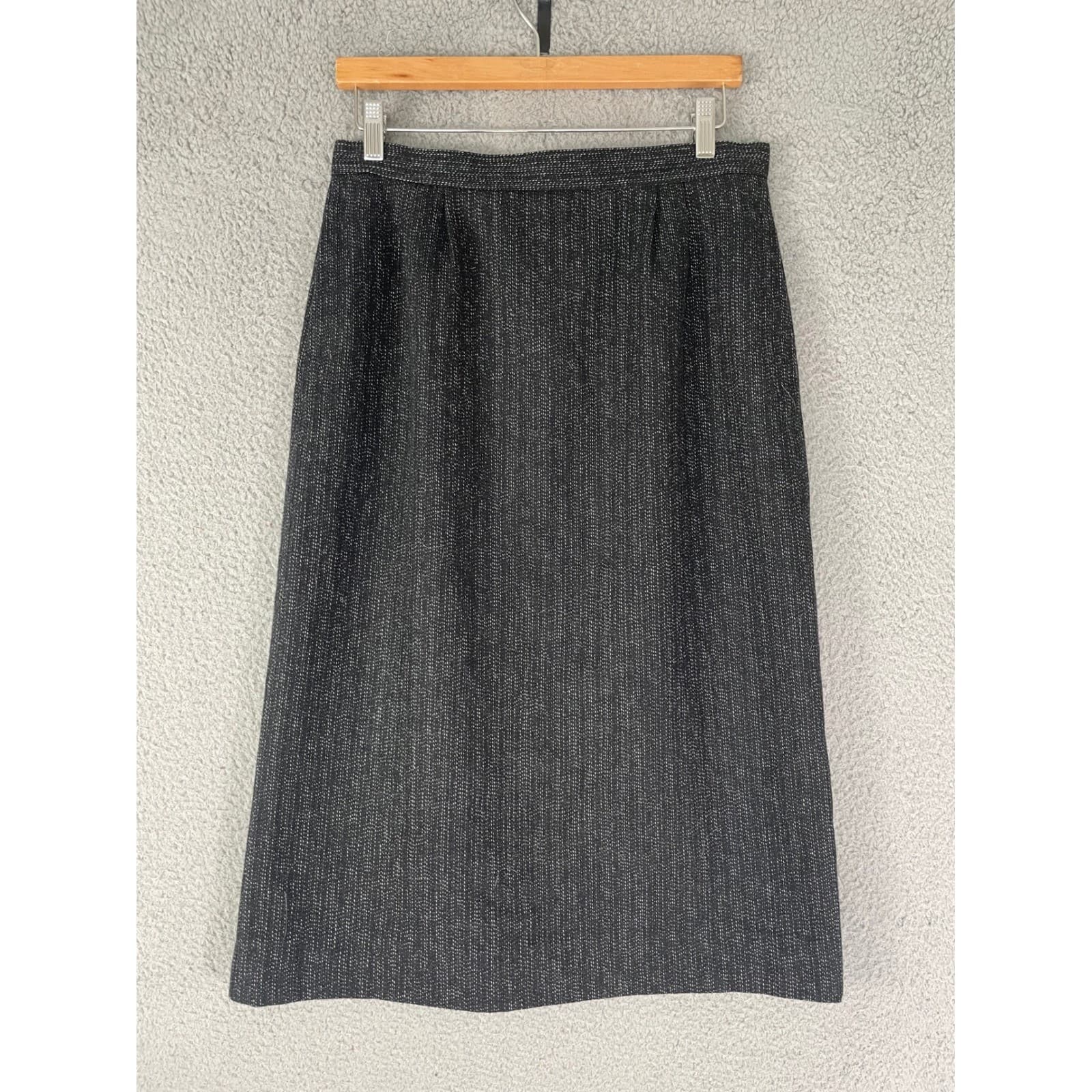 Vintage Style Dark Gray Midi Skirt Textured Career Workwear Womens 13 14 - Thumbnail 5
